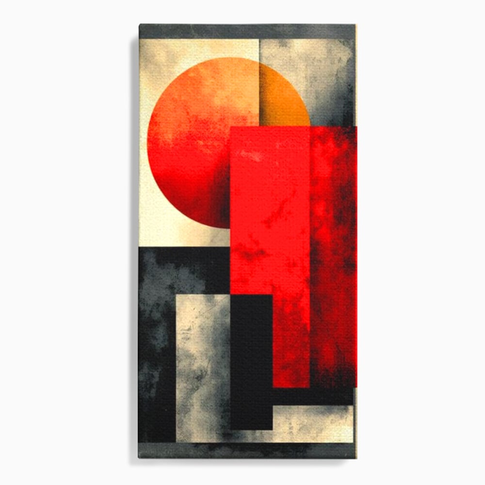 Leinwand Premium Canvas Wandkunst, LuxCanva® J1030, Gebrannter Granit, Gebäude, Sonne, Wände, Solar, Solar, Konstruktion, Rot, Schwarz, Aufprall, Abstrakt, Künstler, Architektur, Wohnen, Schlafzimmer