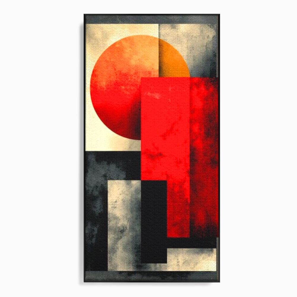 Leinwand Premium Canvas Wandkunst, LuxCanva® J1030, Gebrannter Granit, Gebäude, Sonne, Wände, Solar, Solar, Konstruktion, Rot, Schwarz, Aufprall, Abstrakt, Künstler, Architektur, Wohnen, Schlafzimmer