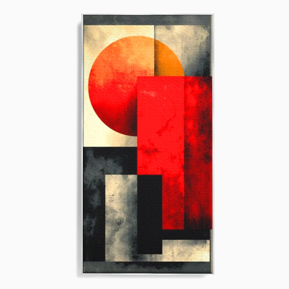 Leinwand Premium Canvas Wandkunst, LuxCanva® J1030, Gebrannter Granit, Gebäude, Sonne, Wände, Solar, Solar, Konstruktion, Rot, Schwarz, Aufprall, Abstrakt, Künstler, Architektur, Wohnen, Schlafzimmer
