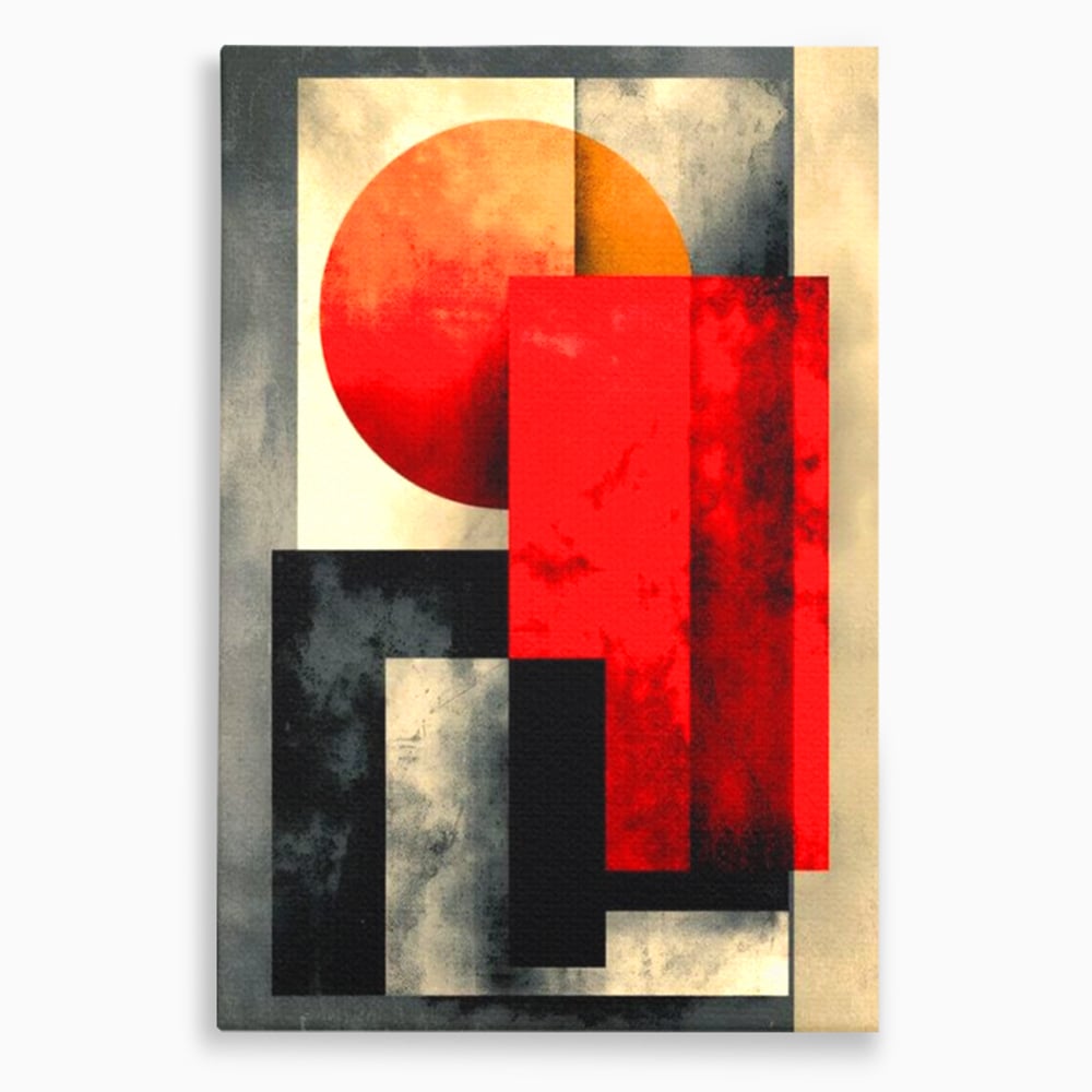 Leinwand Premium Canvas Wandkunst, LuxCanva® J1030, Gebrannter Granit, Gebäude, Sonne, Wände, Solar, Solar, Konstruktion, Rot, Schwarz, Aufprall, Abstrakt, Künstler, Architektur, Wohnen, Schlafzimmer
