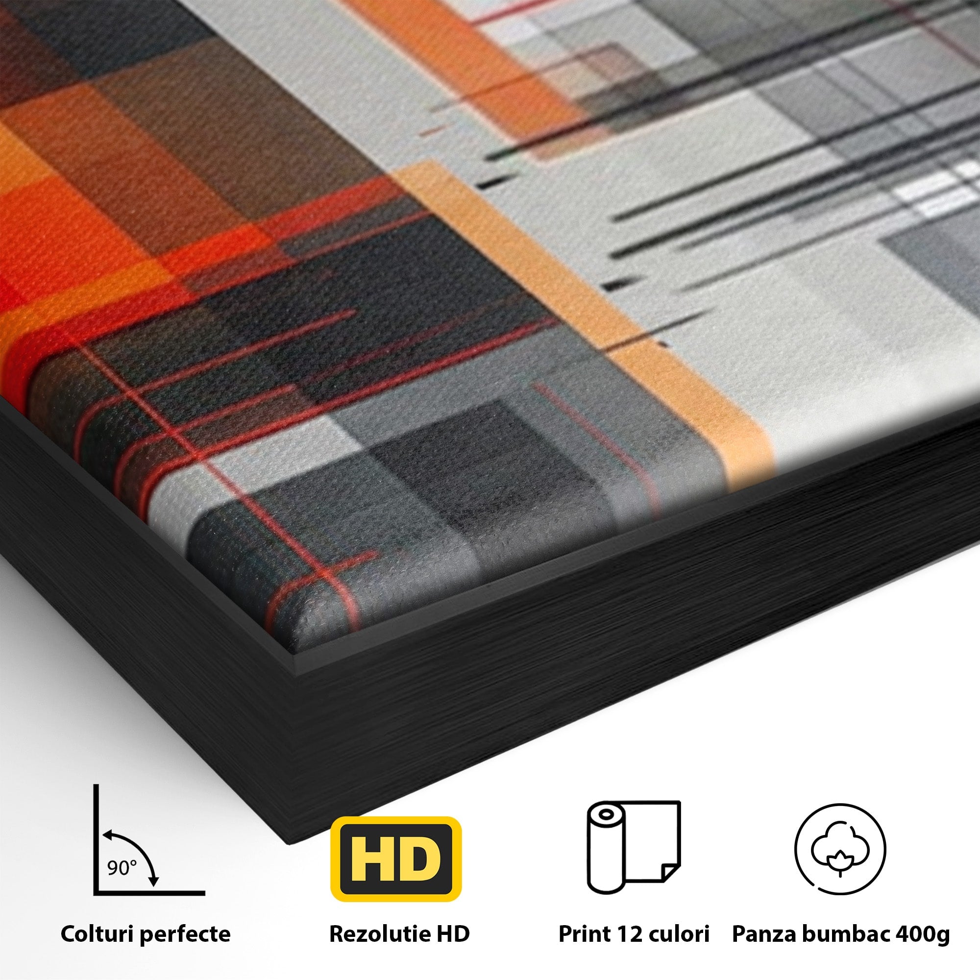 Set 2 Tablouri Canvas Premium LuxCanva® J2-1003, Metropola In Rosu, Structuri, Forme, Grile, Linii, Armonie, Digital, Tehnic, Dinamism, Haotic, Industrial, Living, Dormitor