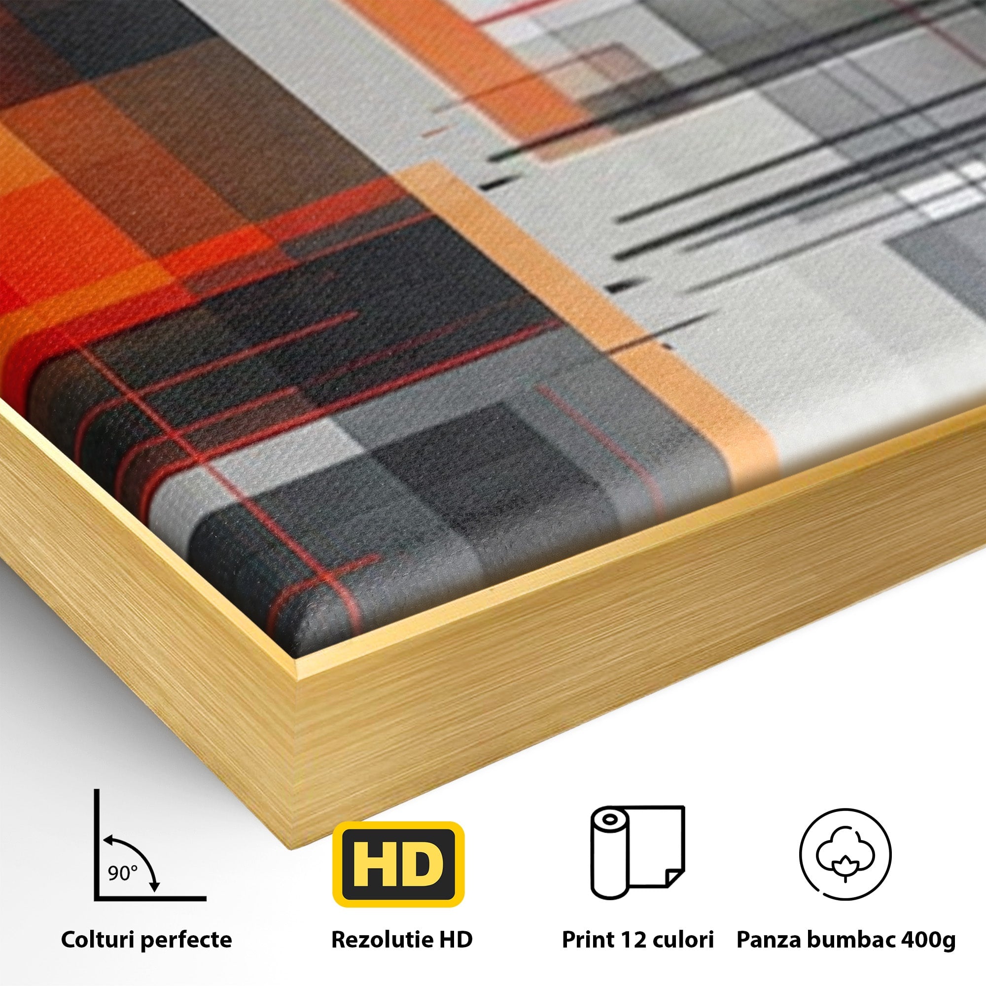Set 2 Tablouri Canvas Premium LuxCanva® J2-1003, Metropola In Rosu, Structuri, Forme, Grile, Linii, Armonie, Digital, Tehnic, Dinamism, Haotic, Industrial, Living, Dormitor