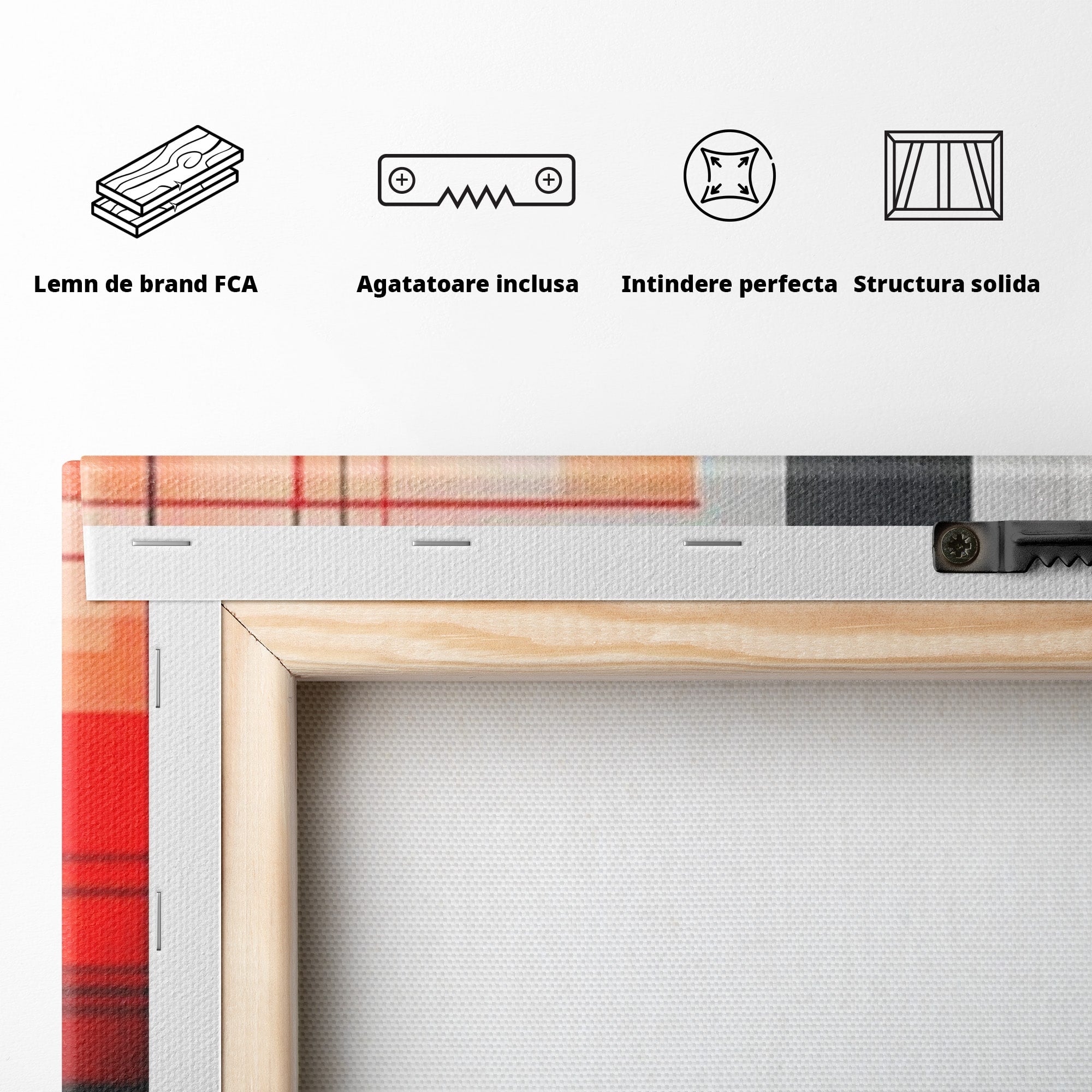 Set 2 Tablouri Canvas Premium LuxCanva® J2-1003, Metropola In Rosu, Structuri, Forme, Grile, Linii, Armonie, Digital, Tehnic, Dinamism, Haotic, Industrial, Living, Dormitor