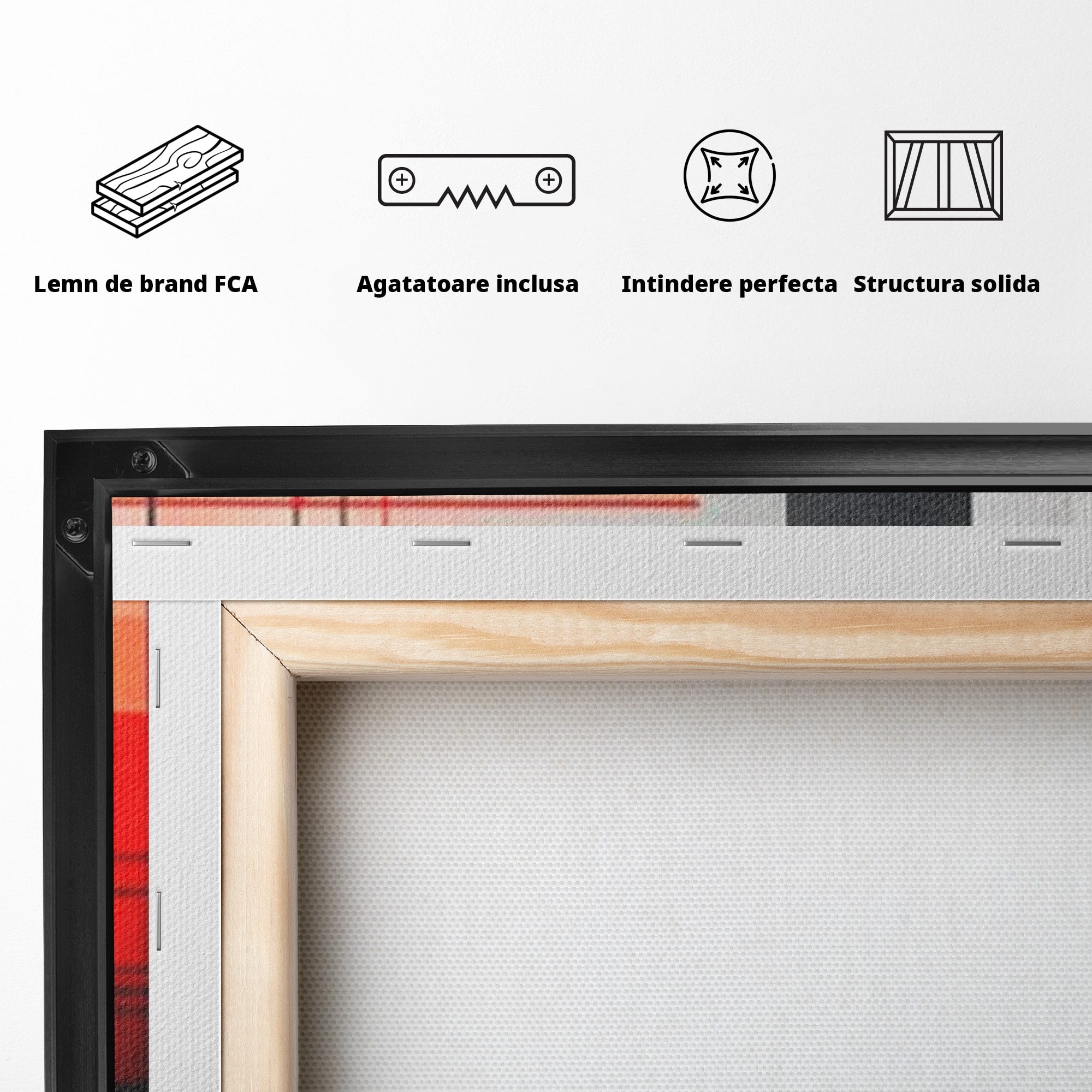 Set 2 Tablouri Canvas Premium LuxCanva® J2-1003, Metropola In Rosu, Structuri, Forme, Grile, Linii, Armonie, Digital, Tehnic, Dinamism, Haotic, Industrial, Living, Dormitor