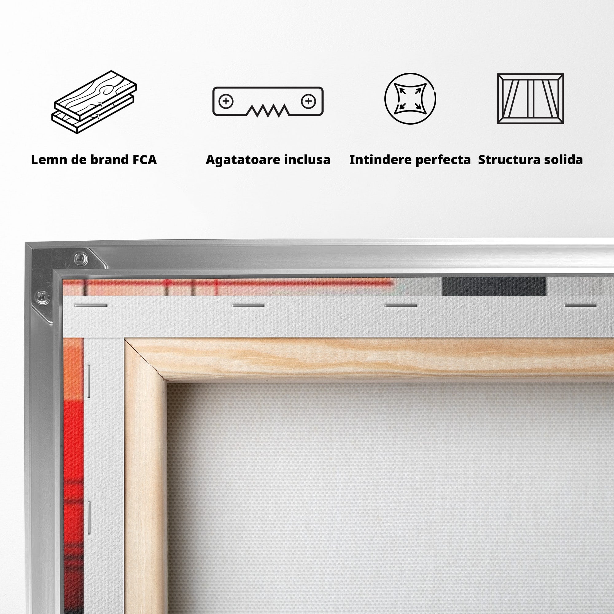 Set 2 Tablouri Canvas Premium LuxCanva® J2-1003, Metropola In Rosu, Structuri, Forme, Grile, Linii, Armonie, Digital, Tehnic, Dinamism, Haotic, Industrial, Living, Dormitor