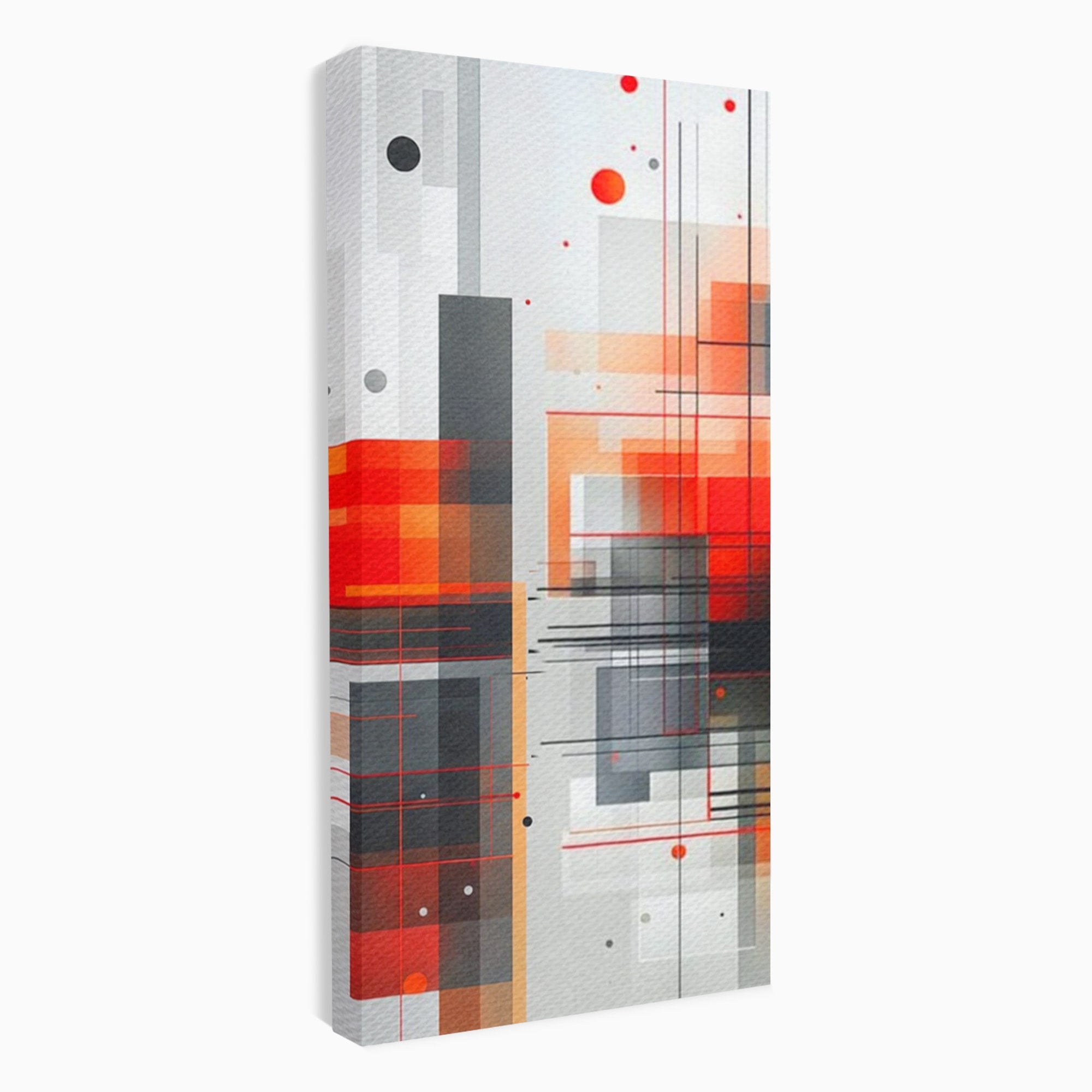 Set 2 Tablouri Canvas Premium LuxCanva® J2-1003, Metropola In Rosu, Structuri, Forme, Grile, Linii, Armonie, Digital, Tehnic, Dinamism, Haotic, Industrial, Living, Dormitor