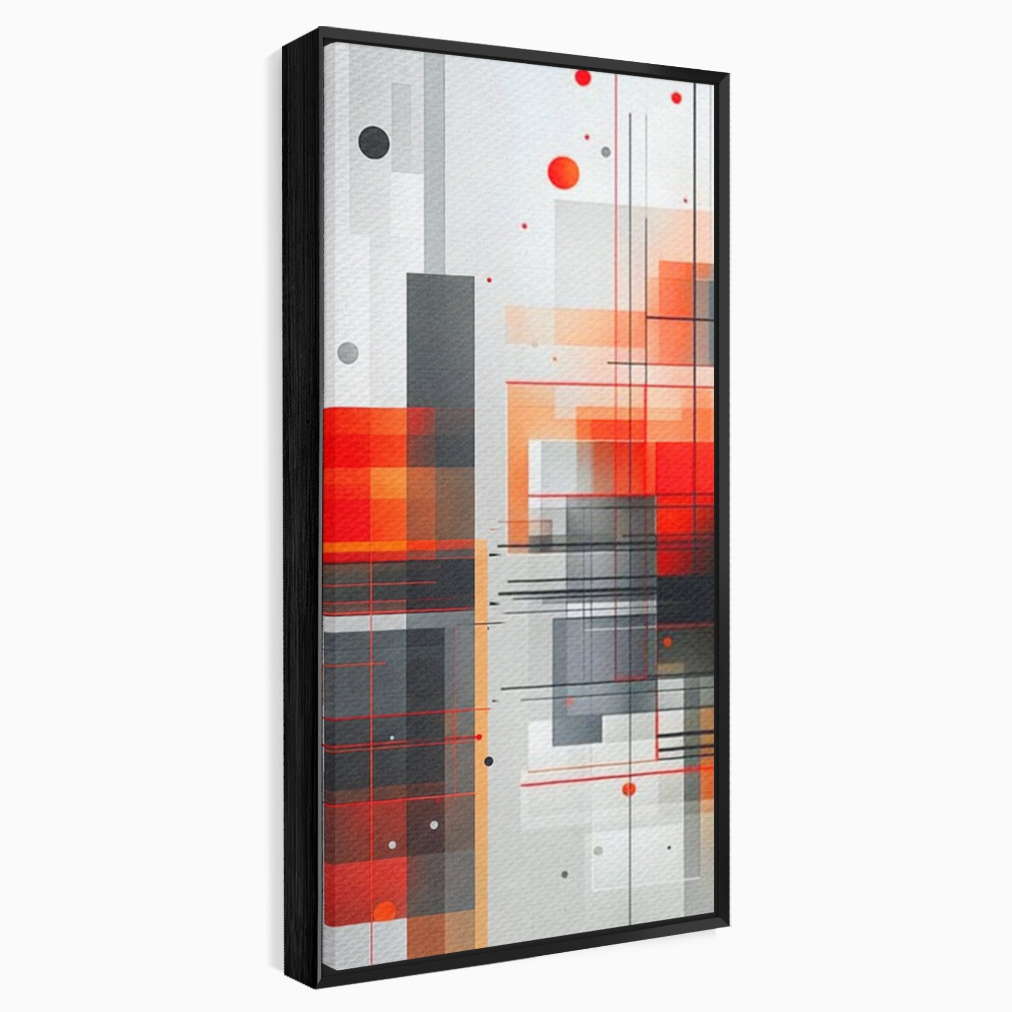 Set 2 Tablouri Canvas Premium LuxCanva® J2-1003, Metropola In Rosu, Structuri, Forme, Grile, Linii, Armonie, Digital, Tehnic, Dinamism, Haotic, Industrial, Living, Dormitor