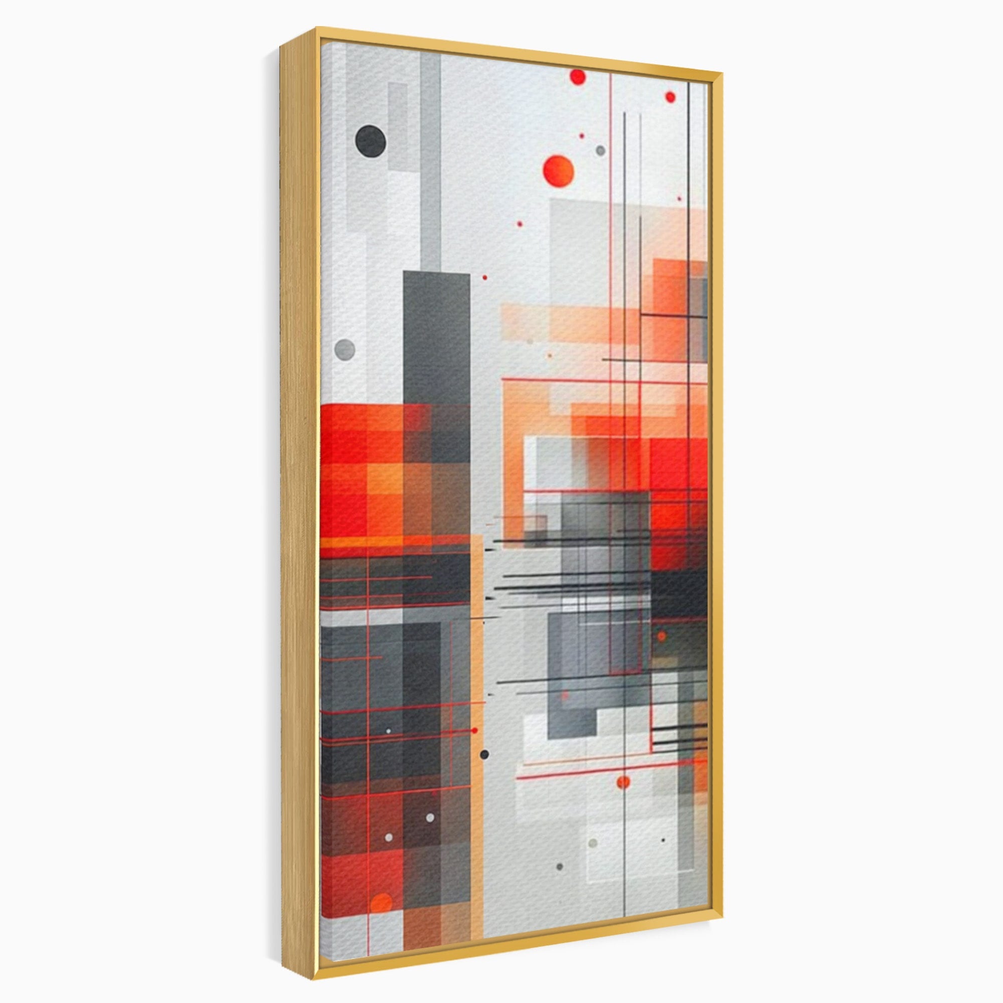 Set 2 Tablouri Canvas Premium LuxCanva® J2-1003, Metropola In Rosu, Structuri, Forme, Grile, Linii, Armonie, Digital, Tehnic, Dinamism, Haotic, Industrial, Living, Dormitor
