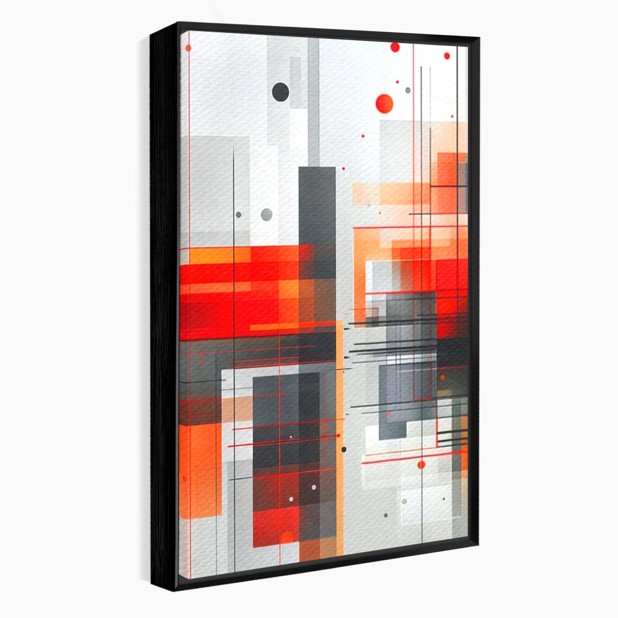 Set 2 Tablouri Canvas Premium LuxCanva® J2-1003, Metropola In Rosu, Structuri, Forme, Grile, Linii, Armonie, Digital, Tehnic, Dinamism, Haotic, Industrial, Living, Dormitor