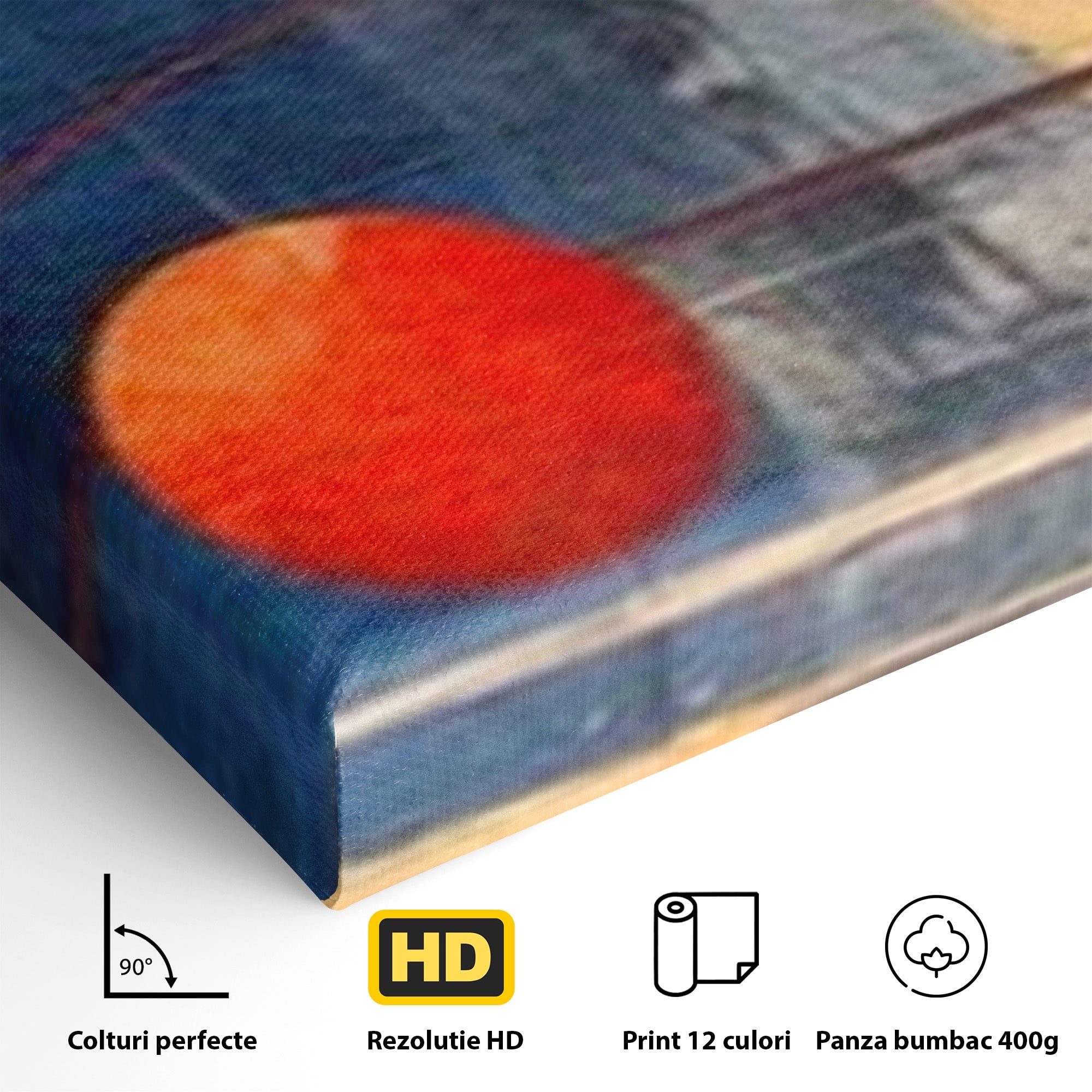 Set 2 Tablouri Canvas Premium LuxCanva® J2-1019, Spatiu Descompus, Sfere, Rosii, Portocaliu, Orbite, Linii, Urban, Contraste, Compozitional, Decorativ, Fantasmic, Living, Dormitor