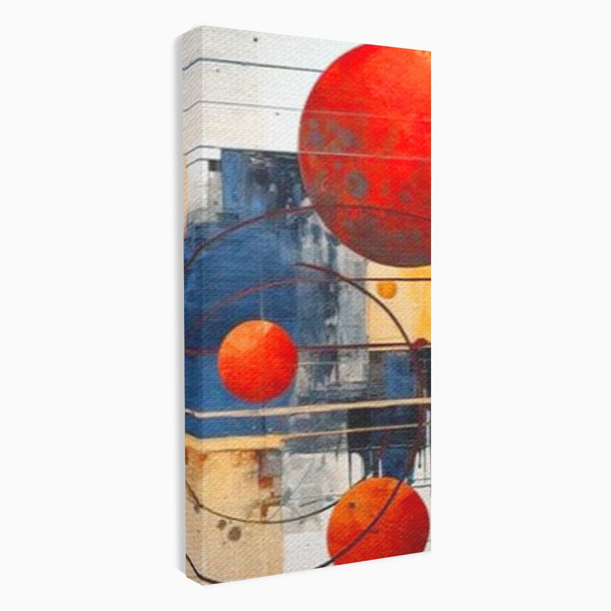 Set 2 Tablouri Canvas Premium LuxCanva® J2-1019, Spatiu Descompus, Sfere, Rosii, Portocaliu, Orbite, Linii, Urban, Contraste, Compozitional, Decorativ, Fantasmic, Living, Dormitor