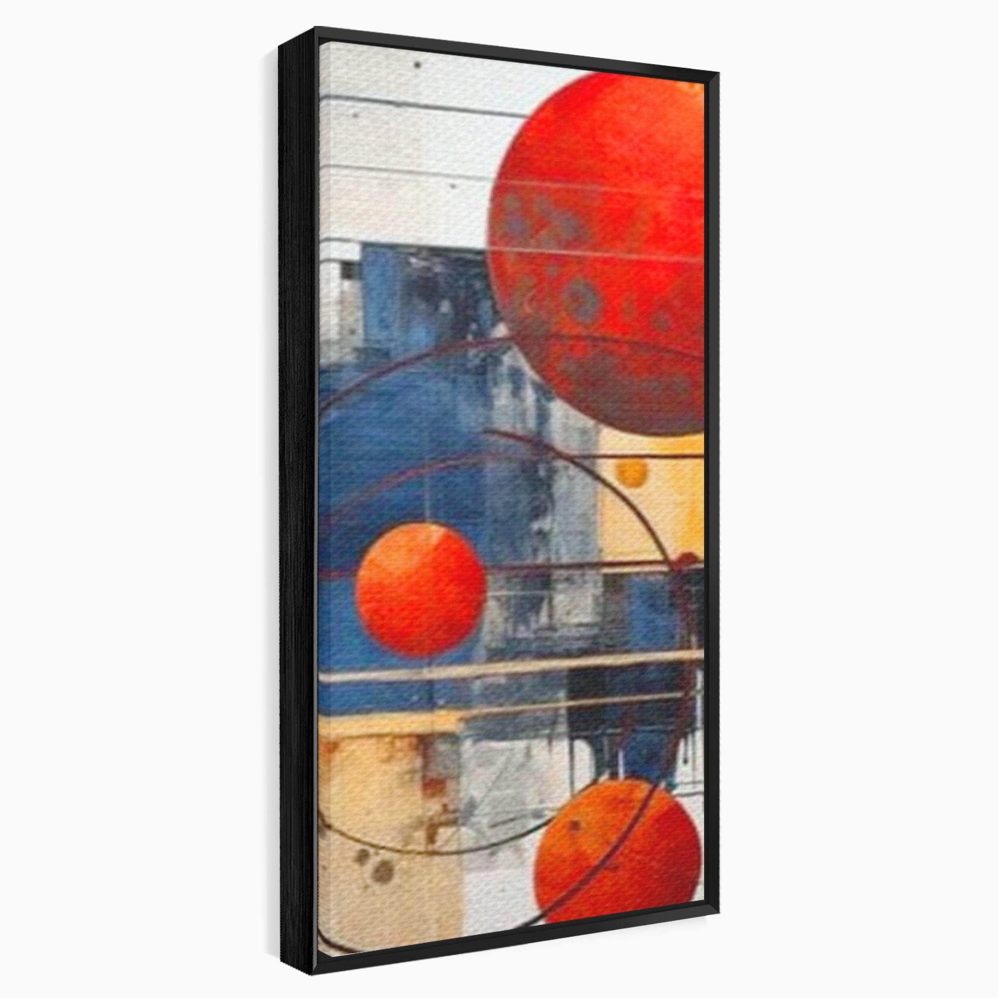 Set 2 Tablouri Canvas Premium LuxCanva® J2-1019, Spatiu Descompus, Sfere, Rosii, Portocaliu, Orbite, Linii, Urban, Contraste, Compozitional, Decorativ, Fantasmic, Living, Dormitor