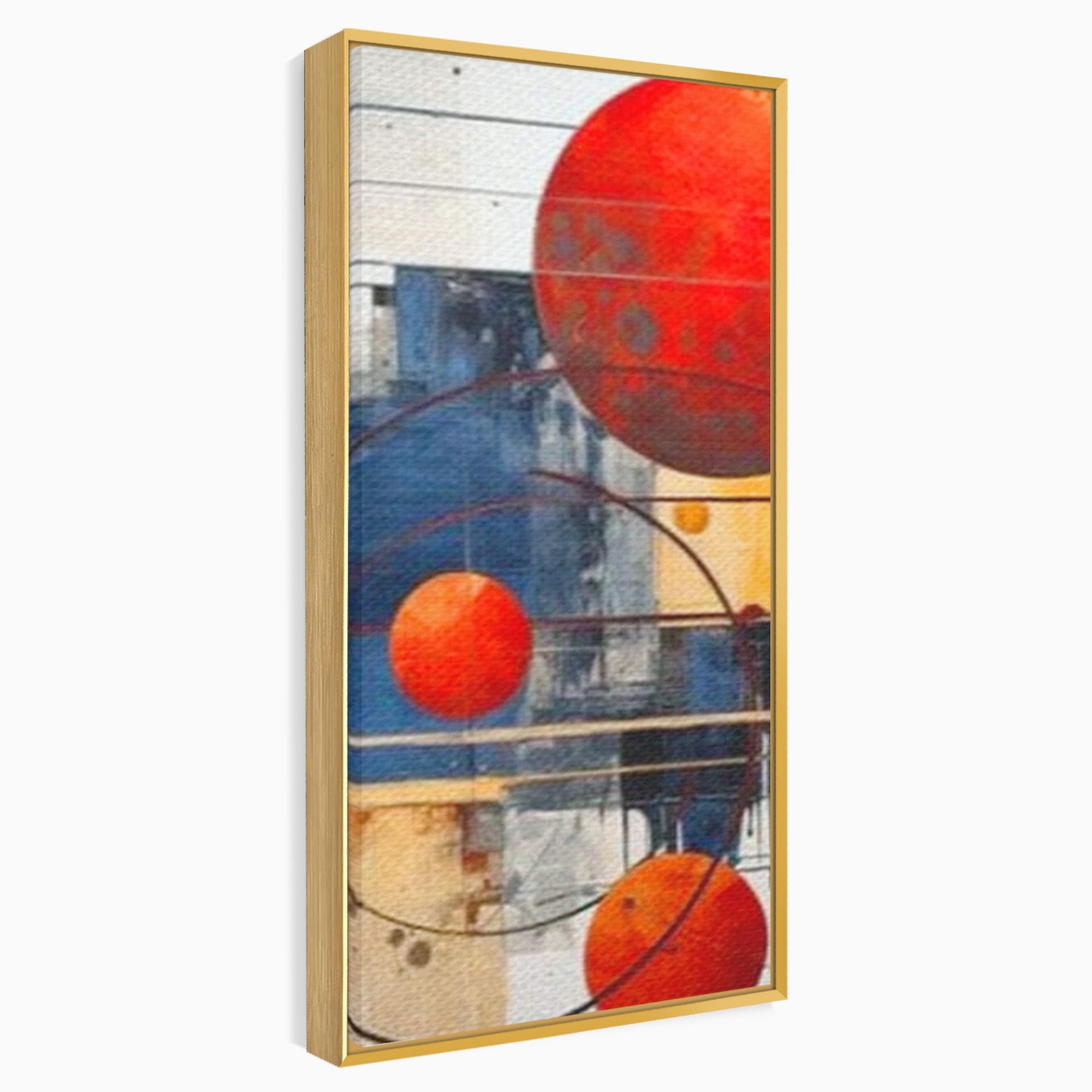 Set 2 Tablouri Canvas Premium LuxCanva® J2-1019, Spatiu Descompus, Sfere, Rosii, Portocaliu, Orbite, Linii, Urban, Contraste, Compozitional, Decorativ, Fantasmic, Living, Dormitor