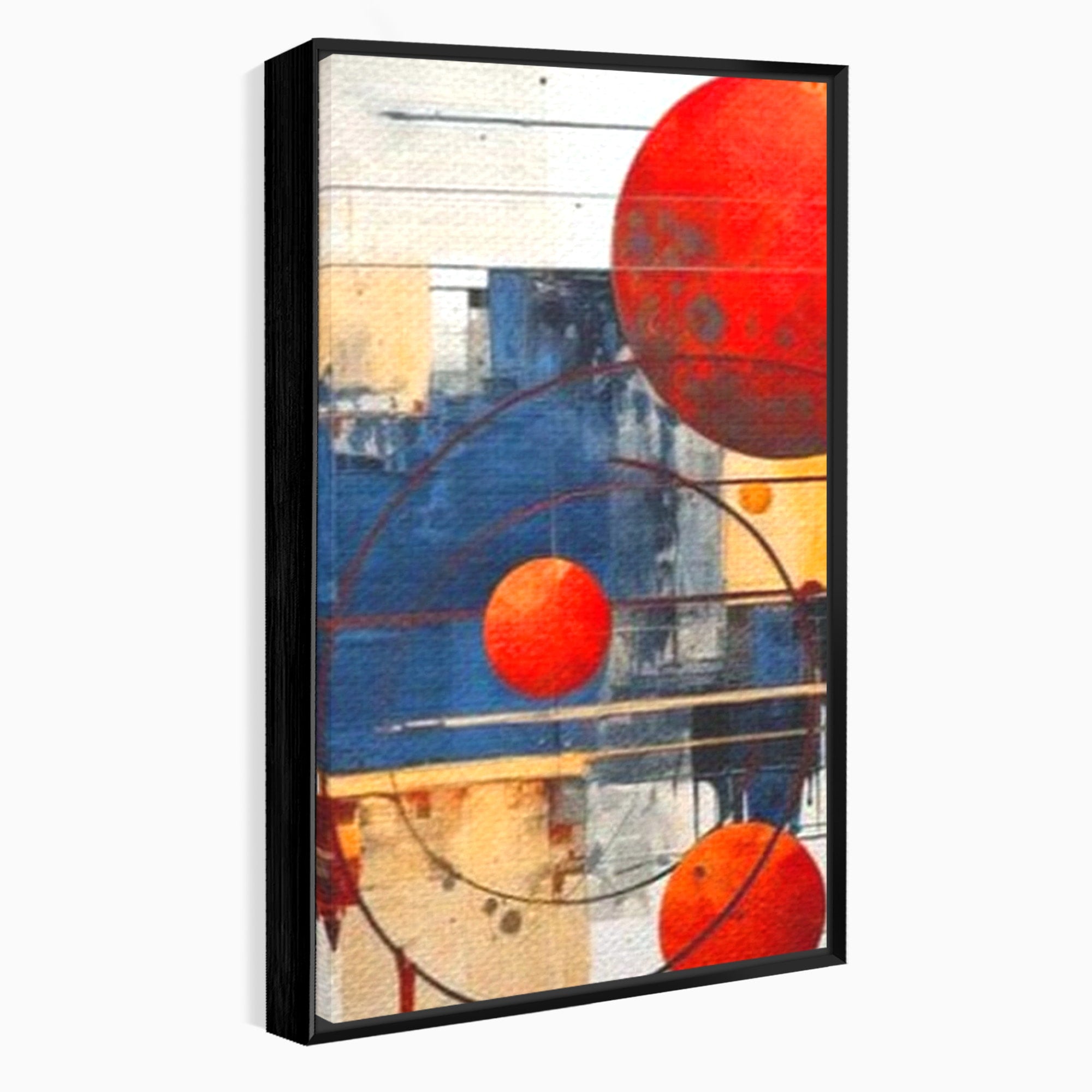Set 2 Tablouri Canvas Premium LuxCanva® J2-1019, Spatiu Descompus, Sfere, Rosii, Portocaliu, Orbite, Linii, Urban, Contraste, Compozitional, Decorativ, Fantasmic, Living, Dormitor