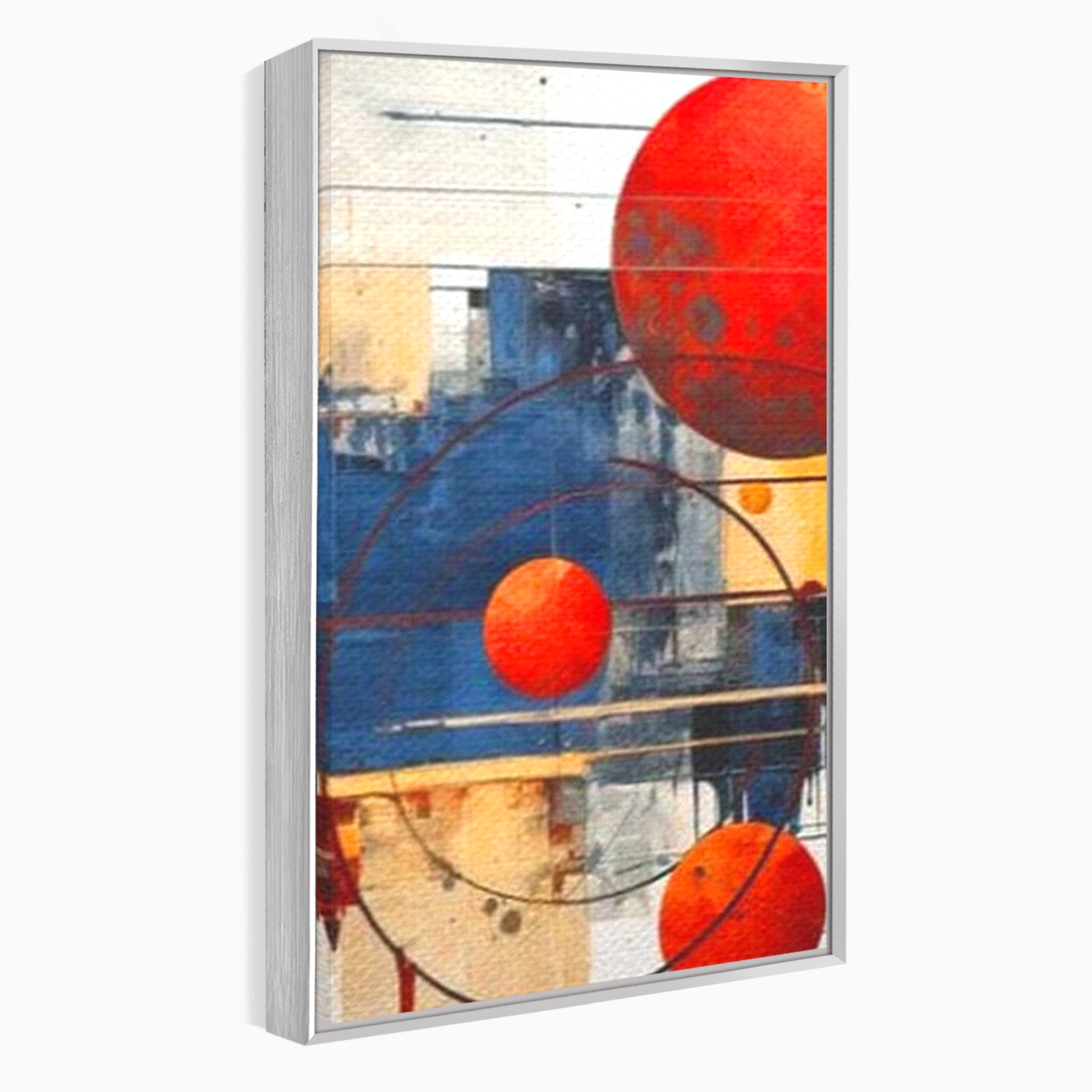 Set 2 Tablouri Canvas Premium LuxCanva® J2-1019, Spatiu Descompus, Sfere, Rosii, Portocaliu, Orbite, Linii, Urban, Contraste, Compozitional, Decorativ, Fantasmic, Living, Dormitor