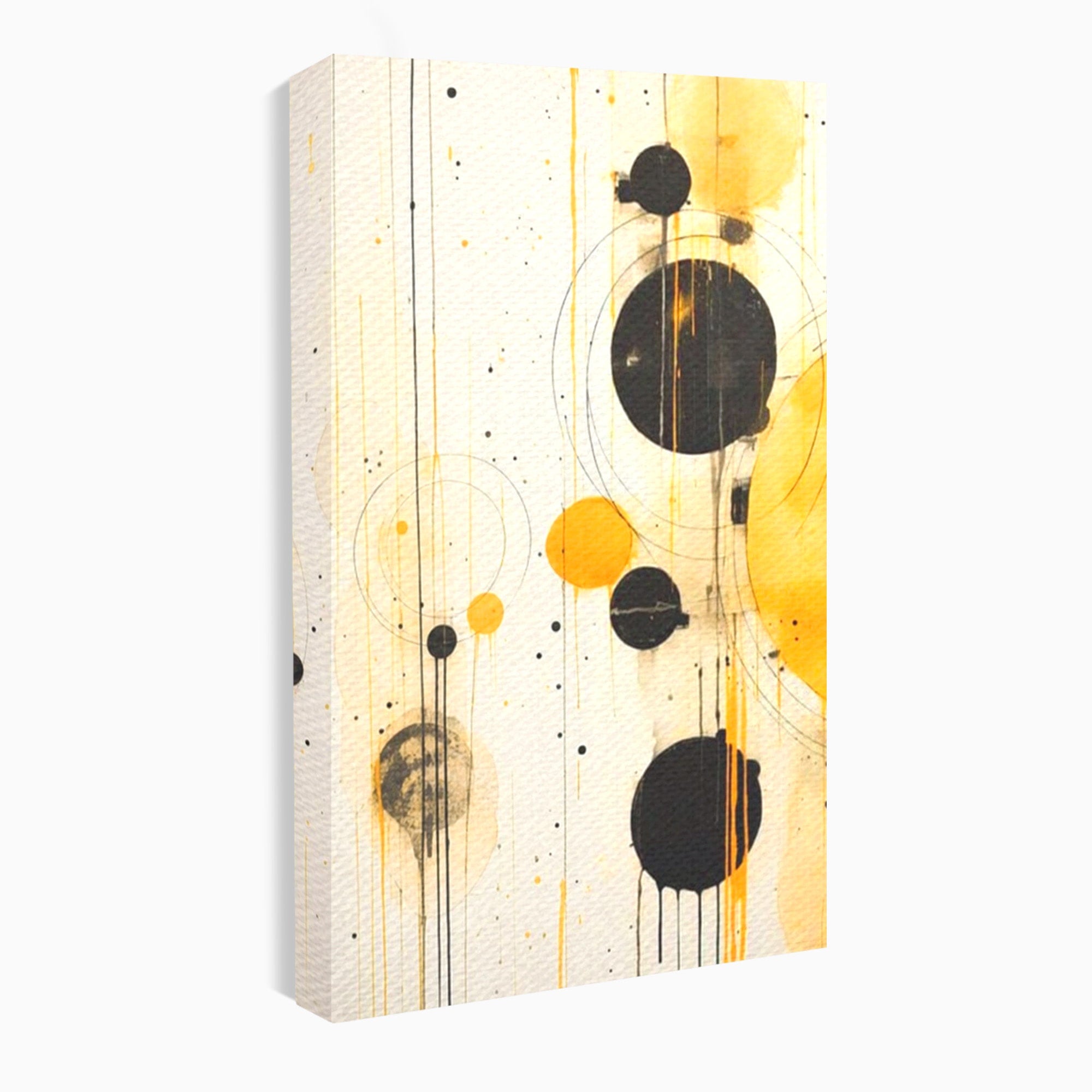 Set 2 Tablouri Canvas Premium LuxCanva® J2-1025, Orologiul Universului, Eclipsa, Atractie, Radiatie, Galben, Negru, Mister, Infinit, Cercuri, Solar, Umbre, Living, Dormitor