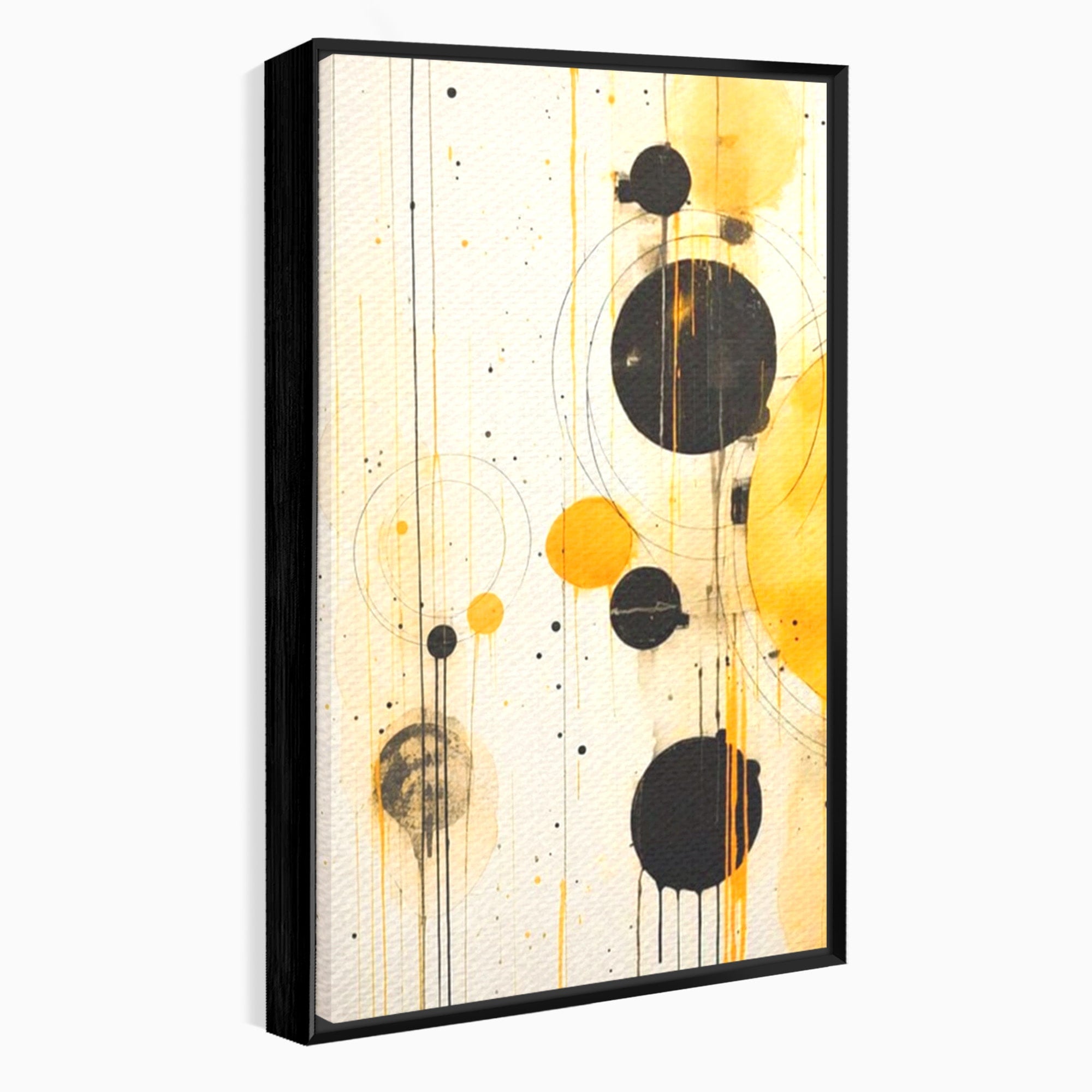 Set 2 Tablouri Canvas Premium LuxCanva® J2-1025, Orologiul Universului, Eclipsa, Atractie, Radiatie, Galben, Negru, Mister, Infinit, Cercuri, Solar, Umbre, Living, Dormitor