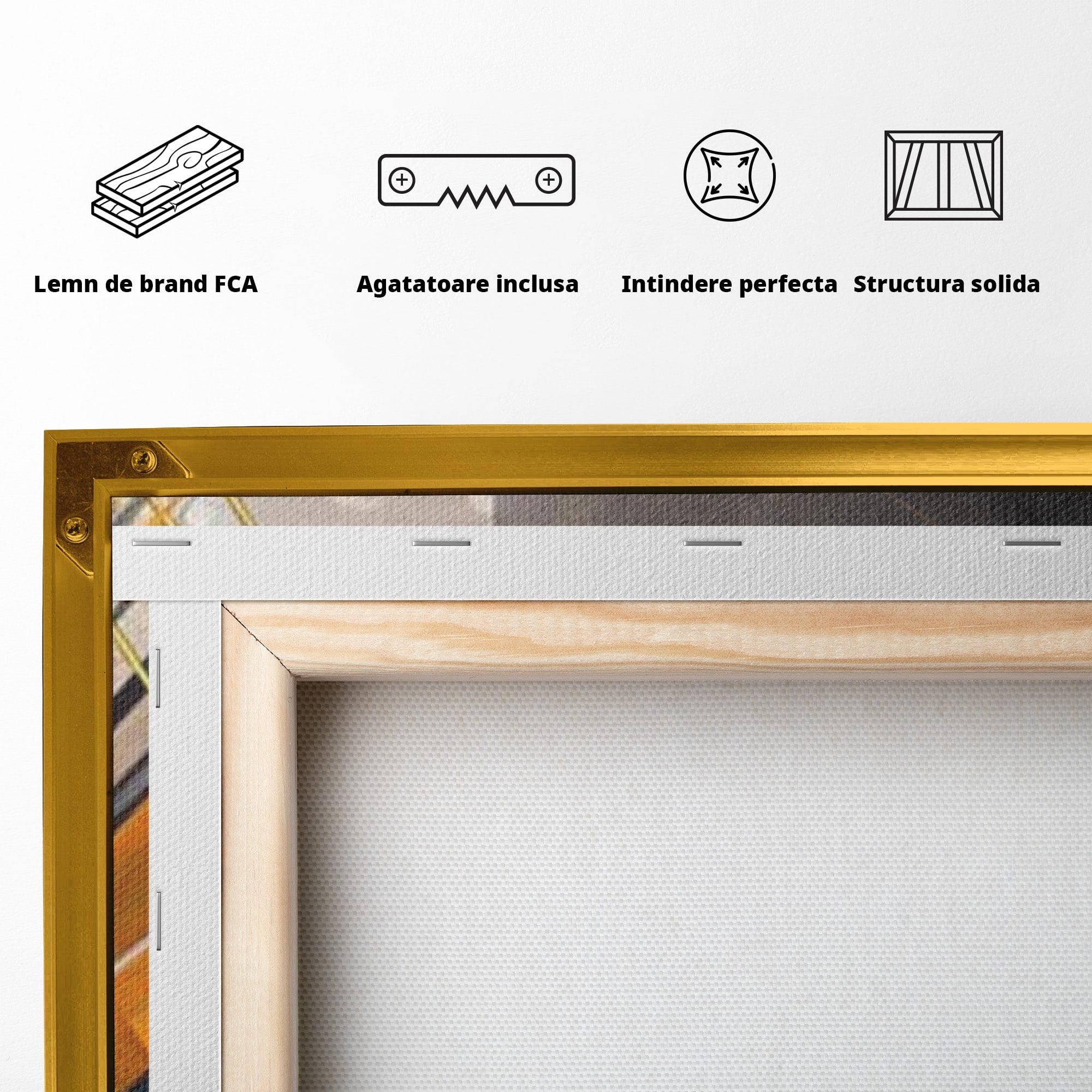 Set 2 Tablouri Canvas Premium LuxCanva® J2-1026, Impactul Viitorului, Futurism, Putere, Stralucire, Inovatie, Miscare, Galben, Negru, Furtuna, Traiectorii, Living, Dormitor