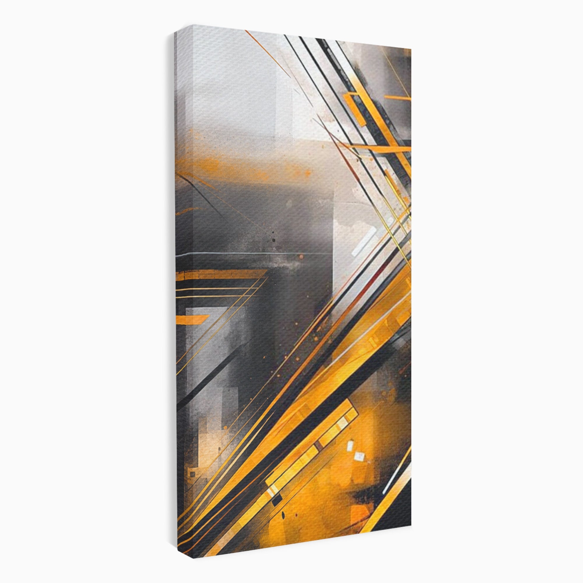 Set 2 Tablouri Canvas Premium LuxCanva® J2-1026, Impactul Viitorului, Futurism, Putere, Stralucire, Inovatie, Miscare, Galben, Negru, Furtuna, Traiectorii, Living, Dormitor