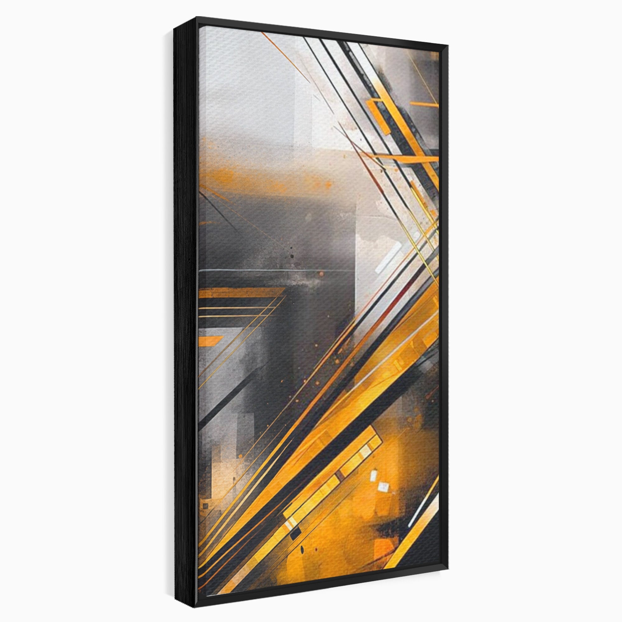 Set 2 Tablouri Canvas Premium LuxCanva® J2-1026, Impactul Viitorului, Futurism, Putere, Stralucire, Inovatie, Miscare, Galben, Negru, Furtuna, Traiectorii, Living, Dormitor