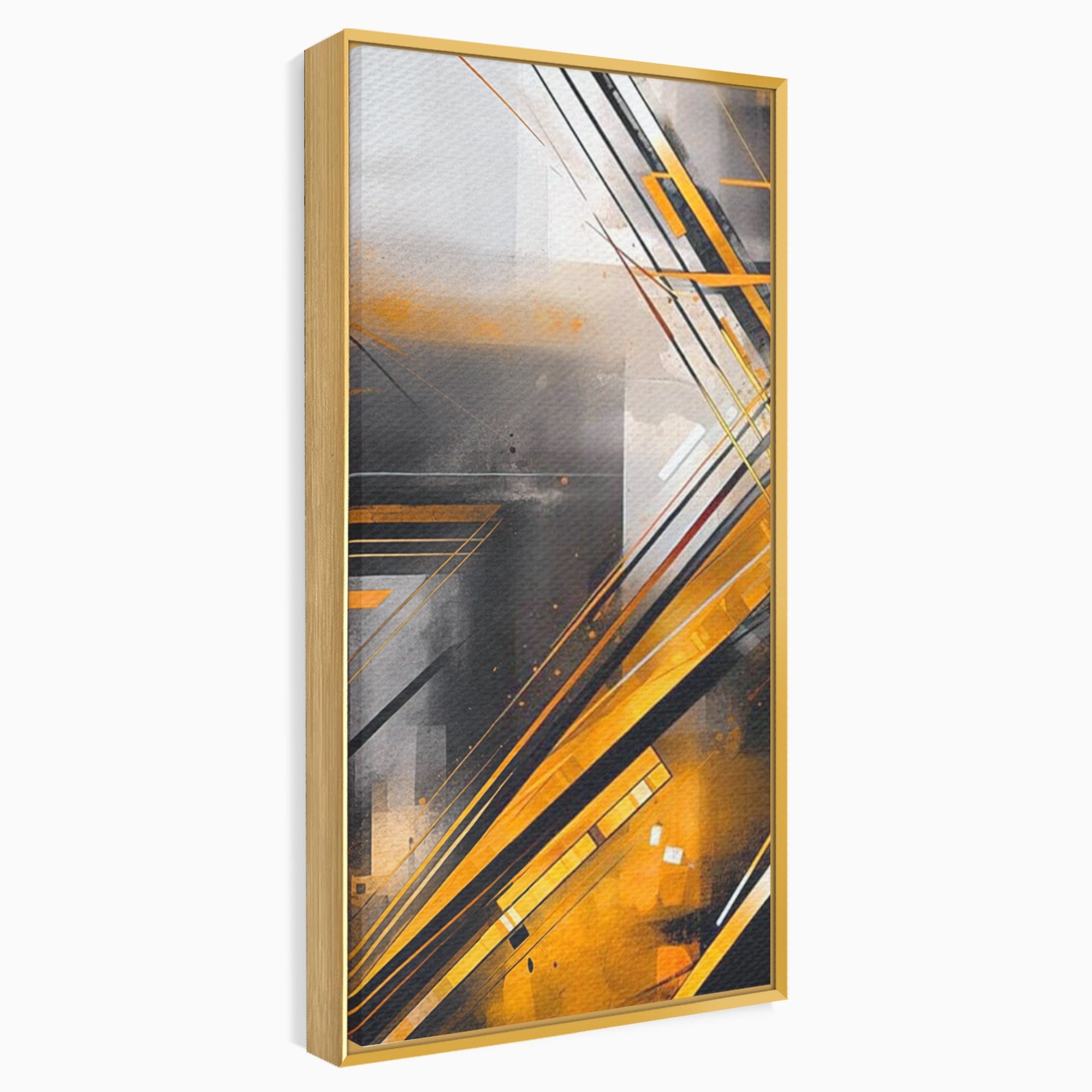 Set 2 Tablouri Canvas Premium LuxCanva® J2-1026, Impactul Viitorului, Futurism, Putere, Stralucire, Inovatie, Miscare, Galben, Negru, Furtuna, Traiectorii, Living, Dormitor