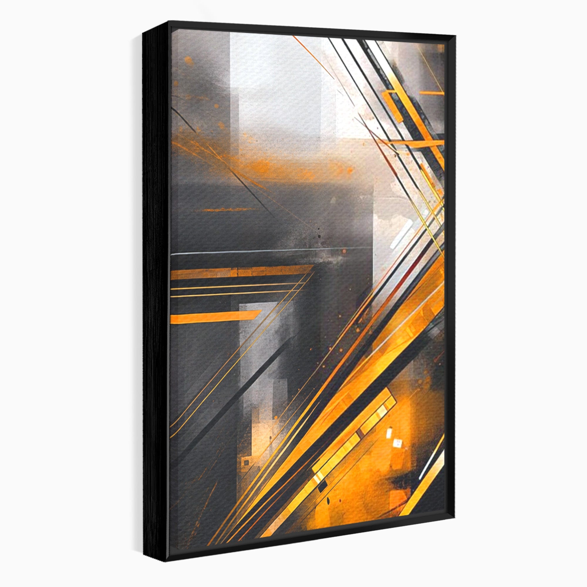 Set 2 Tablouri Canvas Premium LuxCanva® J2-1026, Impactul Viitorului, Futurism, Putere, Stralucire, Inovatie, Miscare, Galben, Negru, Furtuna, Traiectorii, Living, Dormitor
