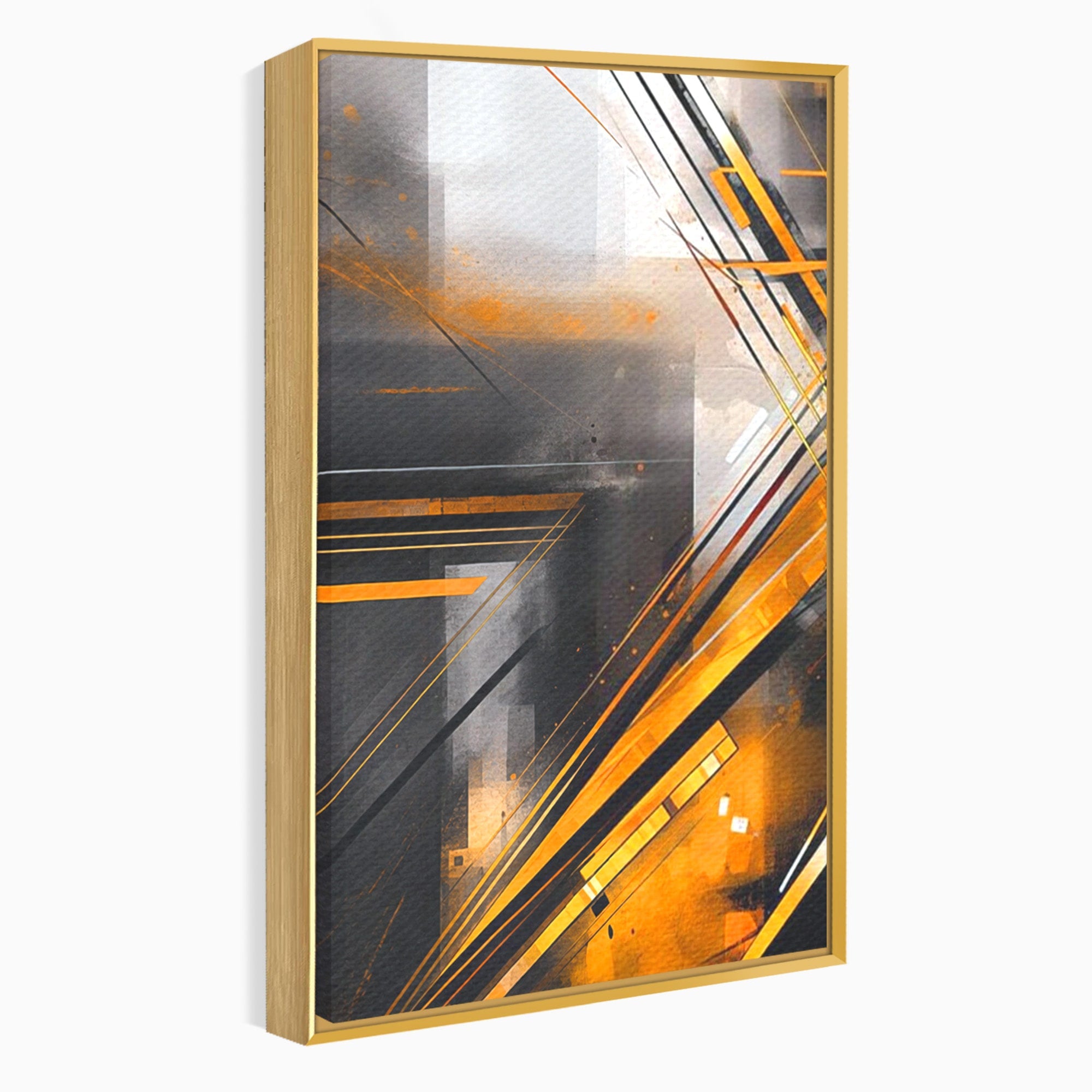 Set 2 Tablouri Canvas Premium LuxCanva® J2-1026, Impactul Viitorului, Futurism, Putere, Stralucire, Inovatie, Miscare, Galben, Negru, Furtuna, Traiectorii, Living, Dormitor