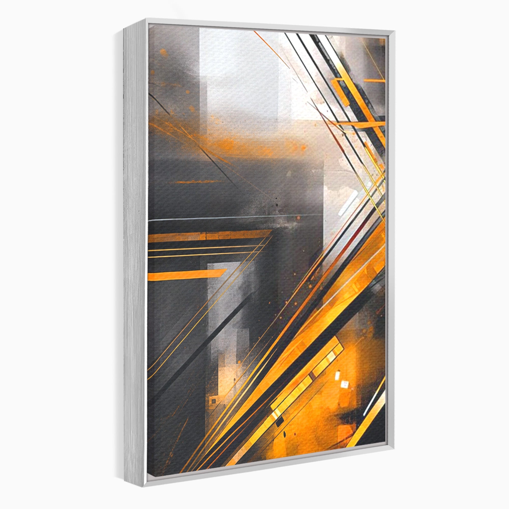 Set 2 Tablouri Canvas Premium LuxCanva® J2-1026, Impactul Viitorului, Futurism, Putere, Stralucire, Inovatie, Miscare, Galben, Negru, Furtuna, Traiectorii, Living, Dormitor