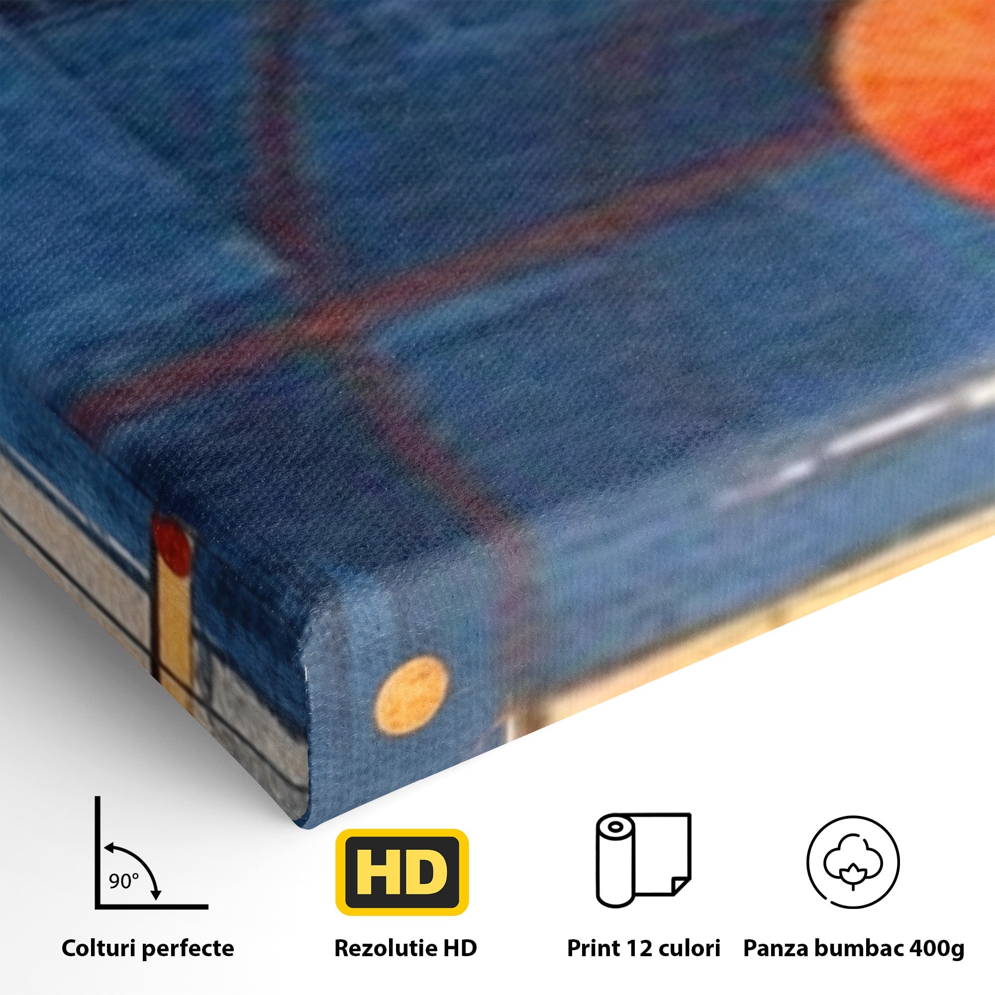 Set 3 Tablouri Canvas Premium LuxCanva® J3-1019, Spatiu Descompus, Sfere, Rosii, Portocaliu, Orbite, Linii, Urban, Contraste, Compozitional, Decorativ, Fantasmic, Living, Dormitor