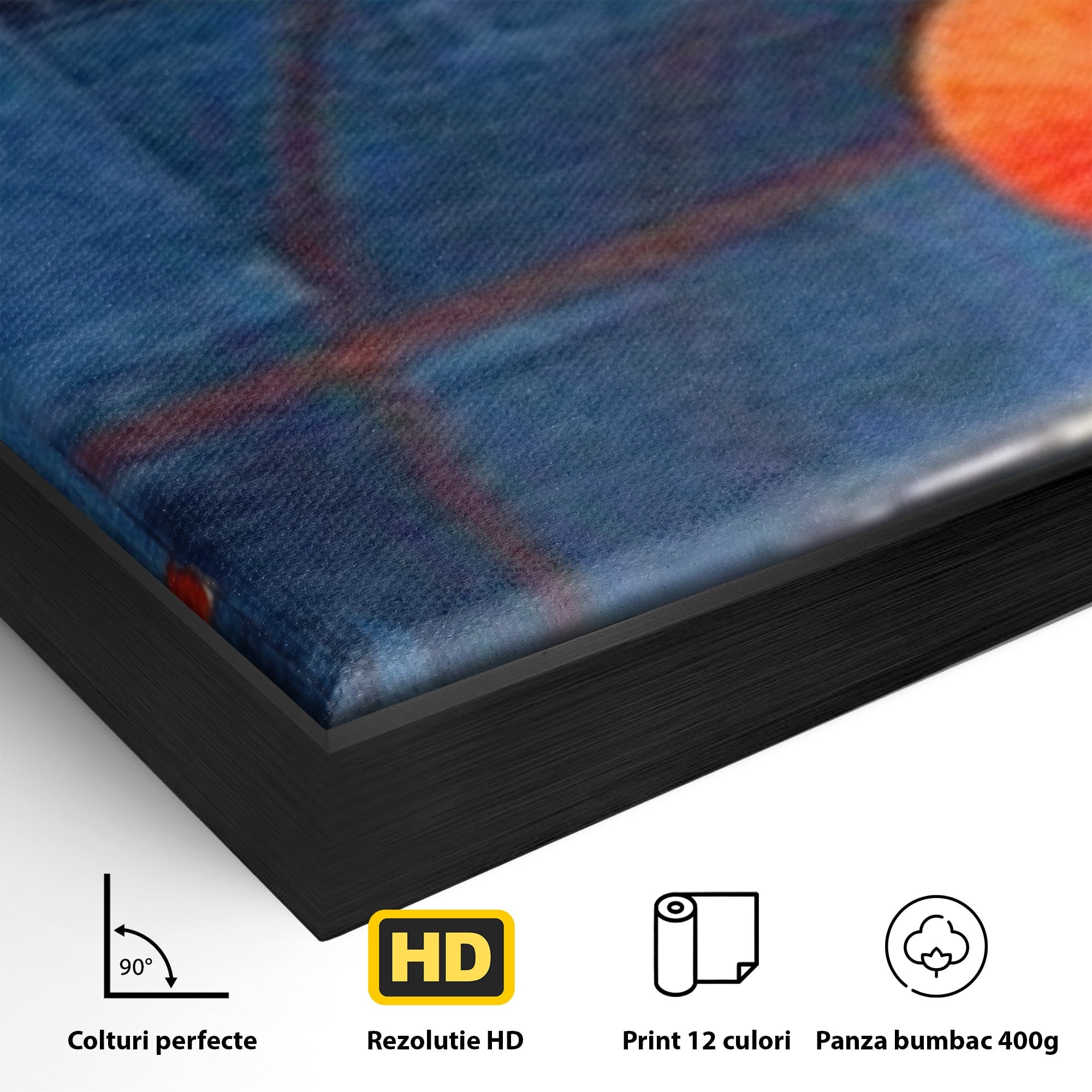 Set 3 Tablouri Canvas Premium LuxCanva® J3-1019, Spatiu Descompus, Sfere, Rosii, Portocaliu, Orbite, Linii, Urban, Contraste, Compozitional, Decorativ, Fantasmic, Living, Dormitor