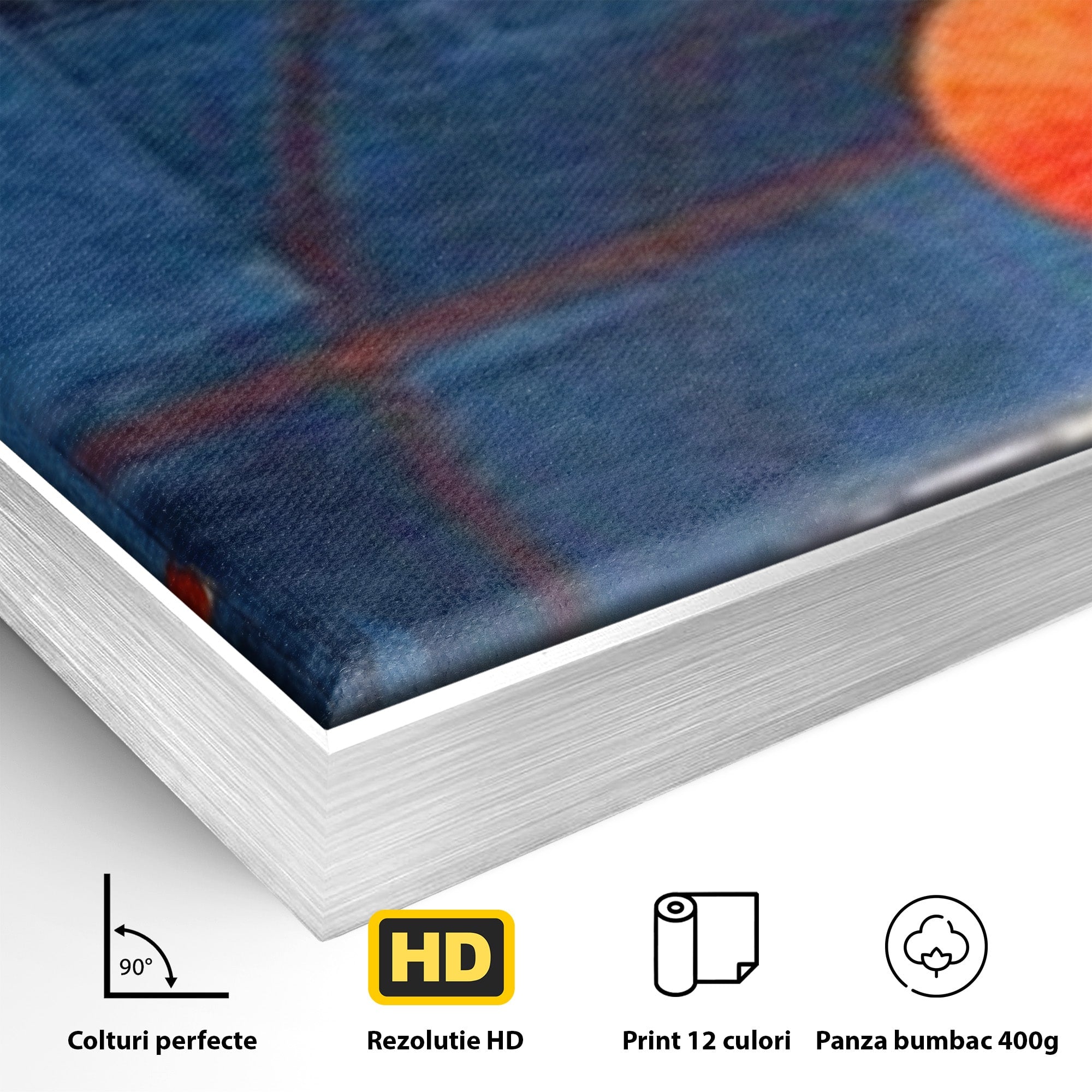 Set 3 Tablouri Canvas Premium LuxCanva® J3-1019, Spatiu Descompus, Sfere, Rosii, Portocaliu, Orbite, Linii, Urban, Contraste, Compozitional, Decorativ, Fantasmic, Living, Dormitor