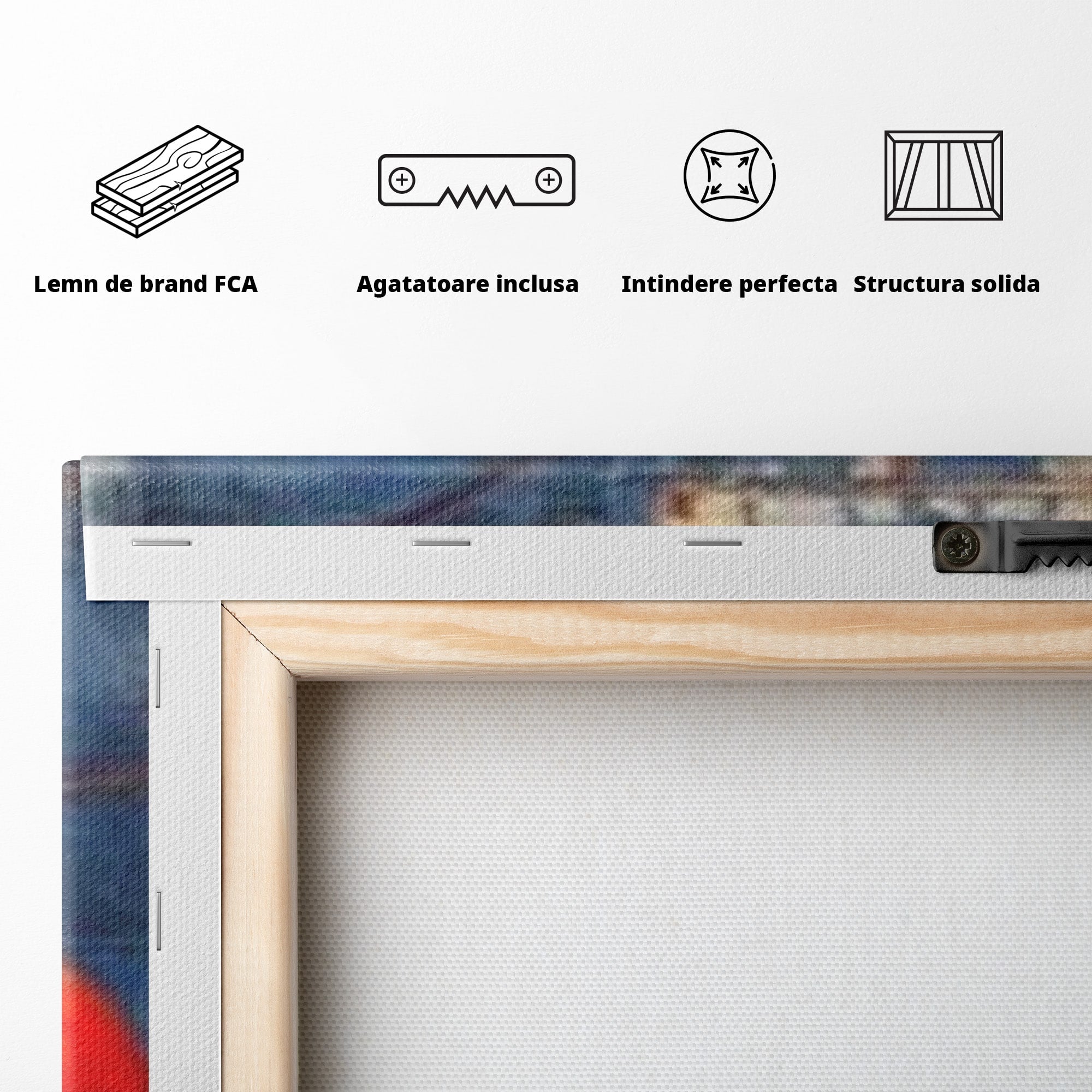 Set 3 Tablouri Canvas Premium LuxCanva® J3-1019, Spatiu Descompus, Sfere, Rosii, Portocaliu, Orbite, Linii, Urban, Contraste, Compozitional, Decorativ, Fantasmic, Living, Dormitor
