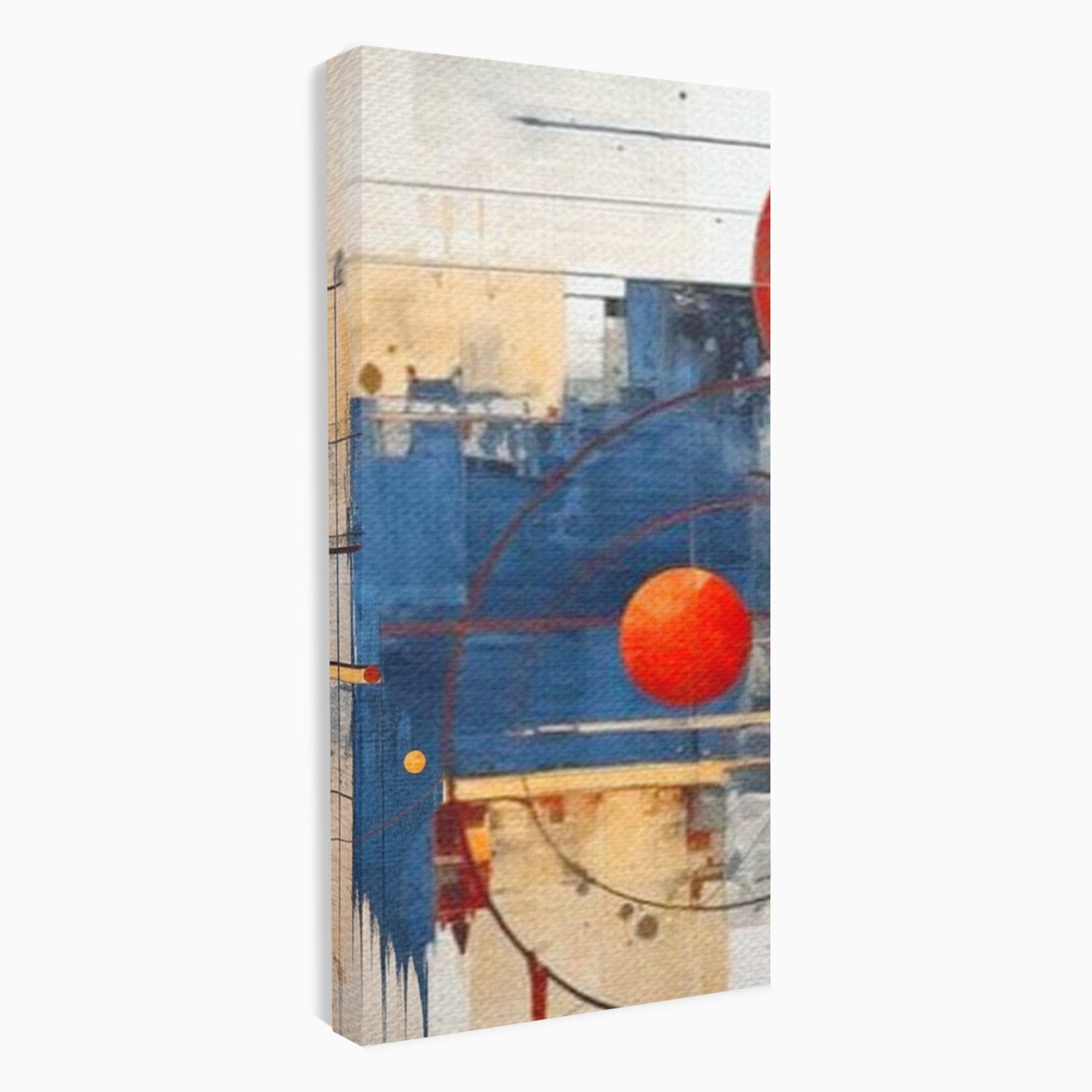 Set 3 Tablouri Canvas Premium LuxCanva® J3-1019, Spatiu Descompus, Sfere, Rosii, Portocaliu, Orbite, Linii, Urban, Contraste, Compozitional, Decorativ, Fantasmic, Living, Dormitor