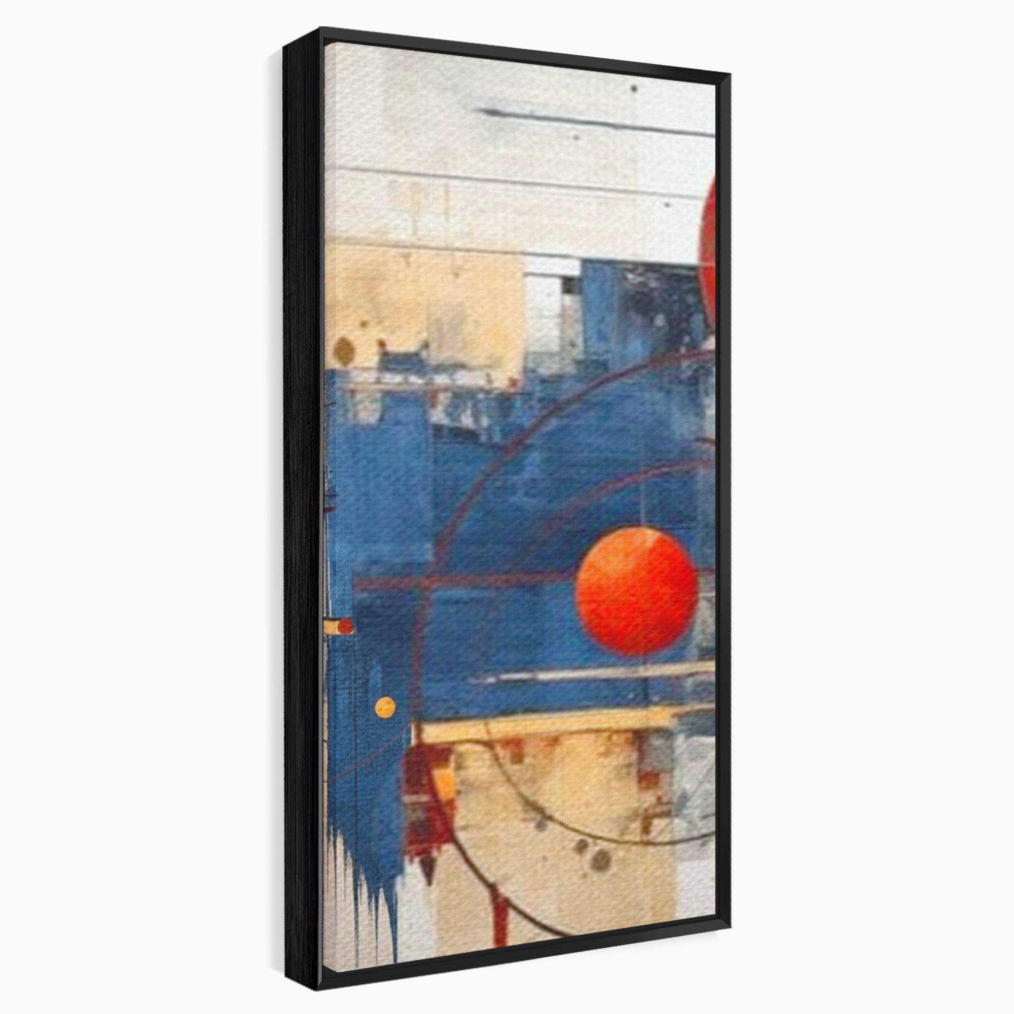Set 3 Tablouri Canvas Premium LuxCanva® J3-1019, Spatiu Descompus, Sfere, Rosii, Portocaliu, Orbite, Linii, Urban, Contraste, Compozitional, Decorativ, Fantasmic, Living, Dormitor