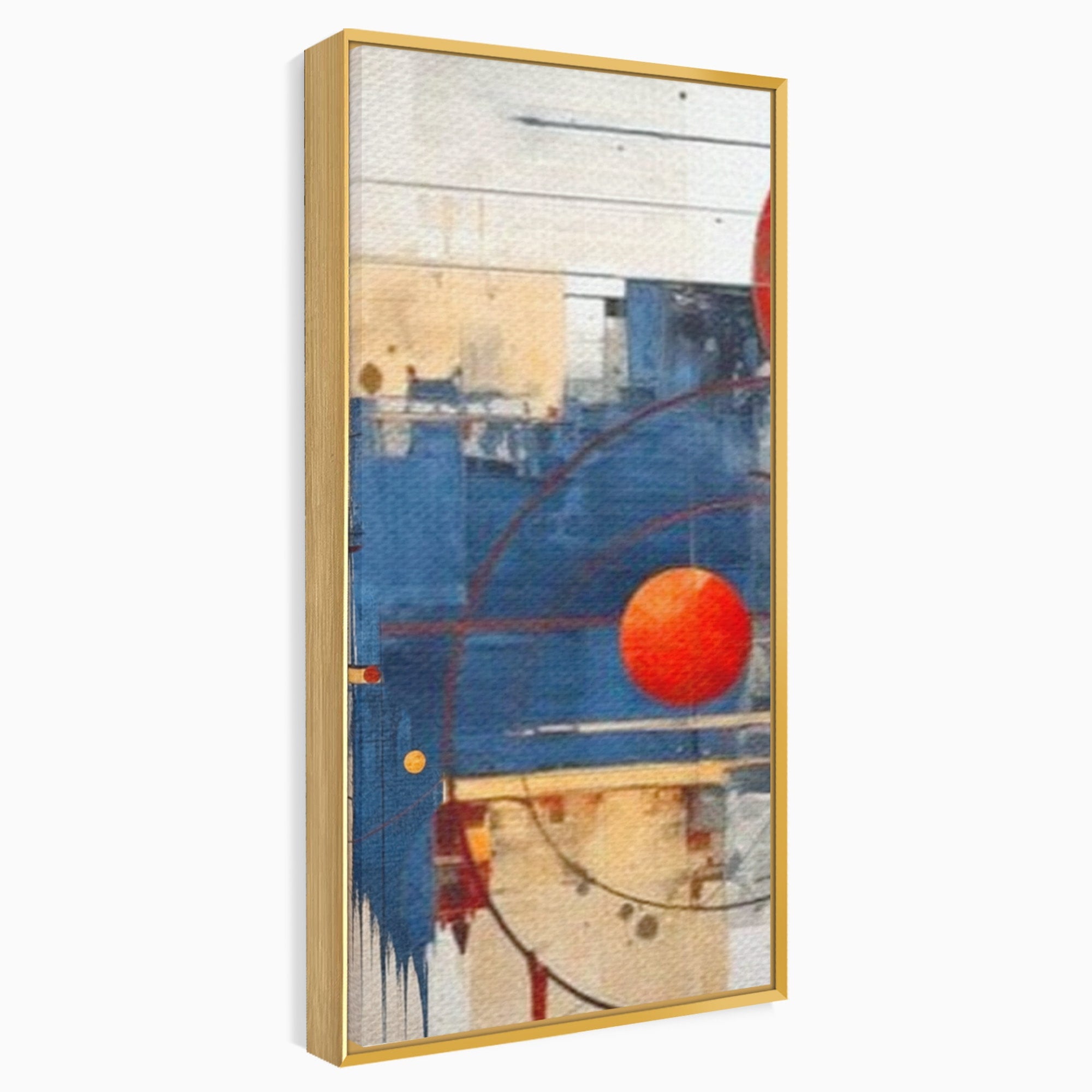 Set 3 Tablouri Canvas Premium LuxCanva® J3-1019, Spatiu Descompus, Sfere, Rosii, Portocaliu, Orbite, Linii, Urban, Contraste, Compozitional, Decorativ, Fantasmic, Living, Dormitor
