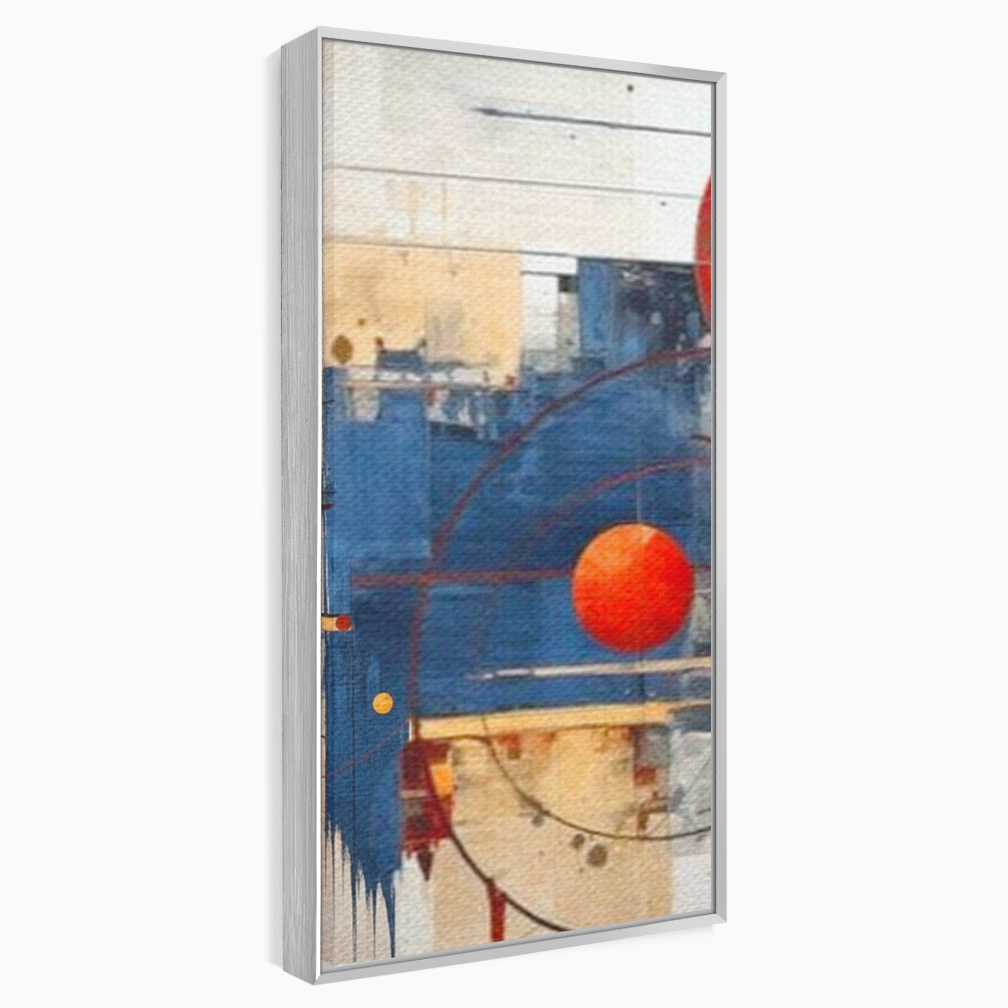 Set 3 Tablouri Canvas Premium LuxCanva® J3-1019, Spatiu Descompus, Sfere, Rosii, Portocaliu, Orbite, Linii, Urban, Contraste, Compozitional, Decorativ, Fantasmic, Living, Dormitor