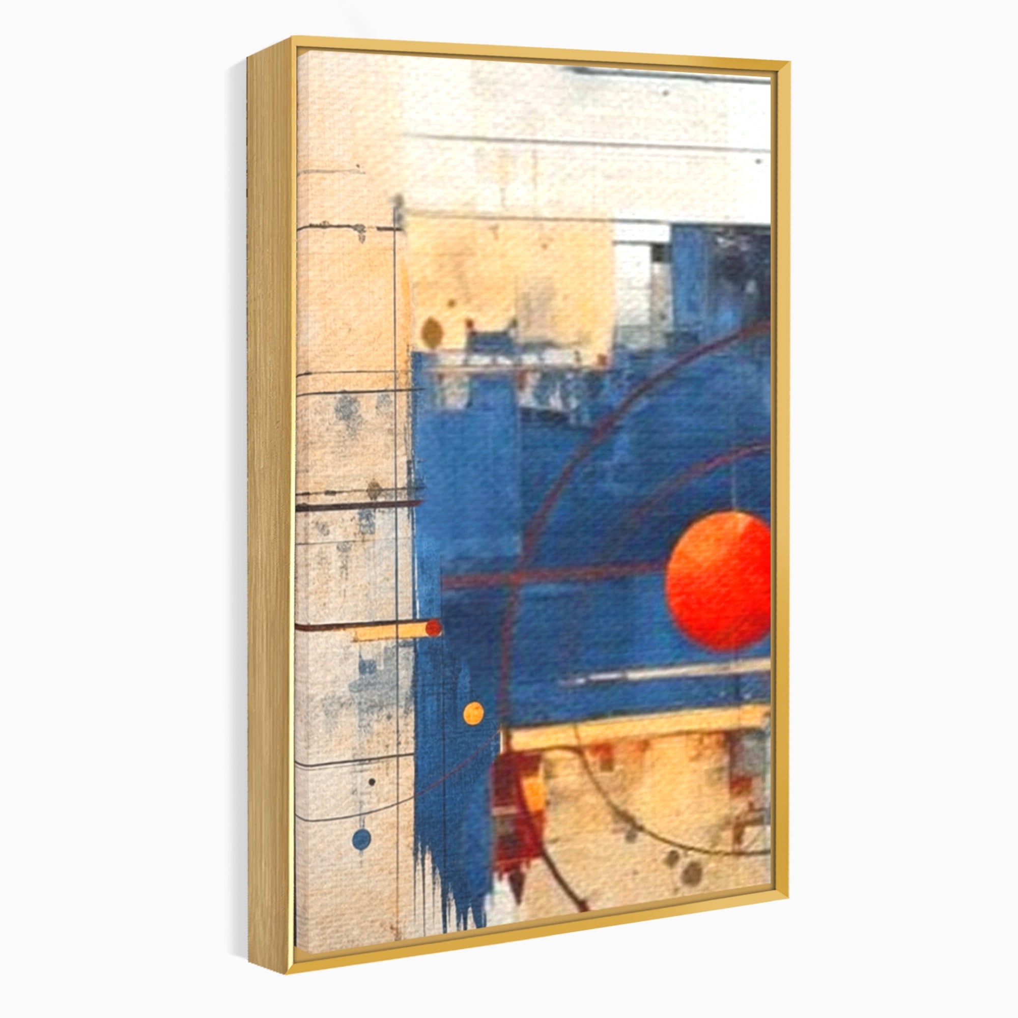 Set 3 Tablouri Canvas Premium LuxCanva® J3-1019, Spatiu Descompus, Sfere, Rosii, Portocaliu, Orbite, Linii, Urban, Contraste, Compozitional, Decorativ, Fantasmic, Living, Dormitor