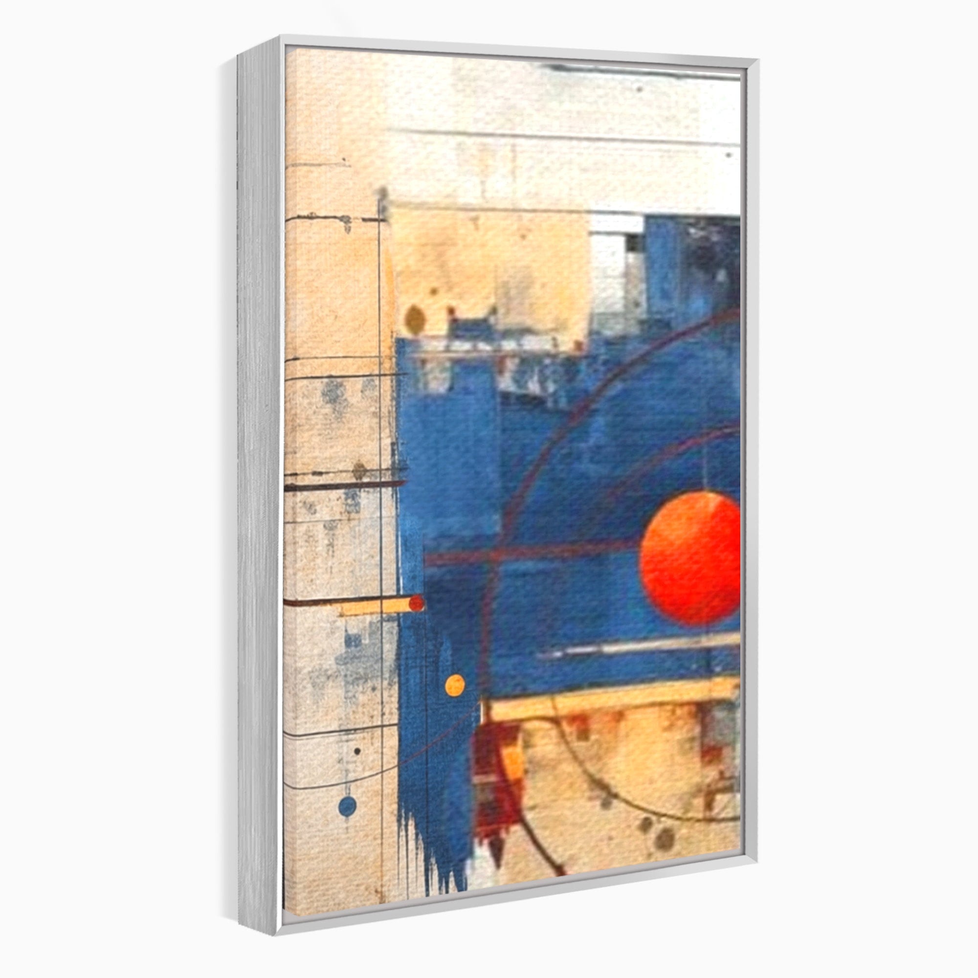 Set 3 Tablouri Canvas Premium LuxCanva® J3-1019, Spatiu Descompus, Sfere, Rosii, Portocaliu, Orbite, Linii, Urban, Contraste, Compozitional, Decorativ, Fantasmic, Living, Dormitor
