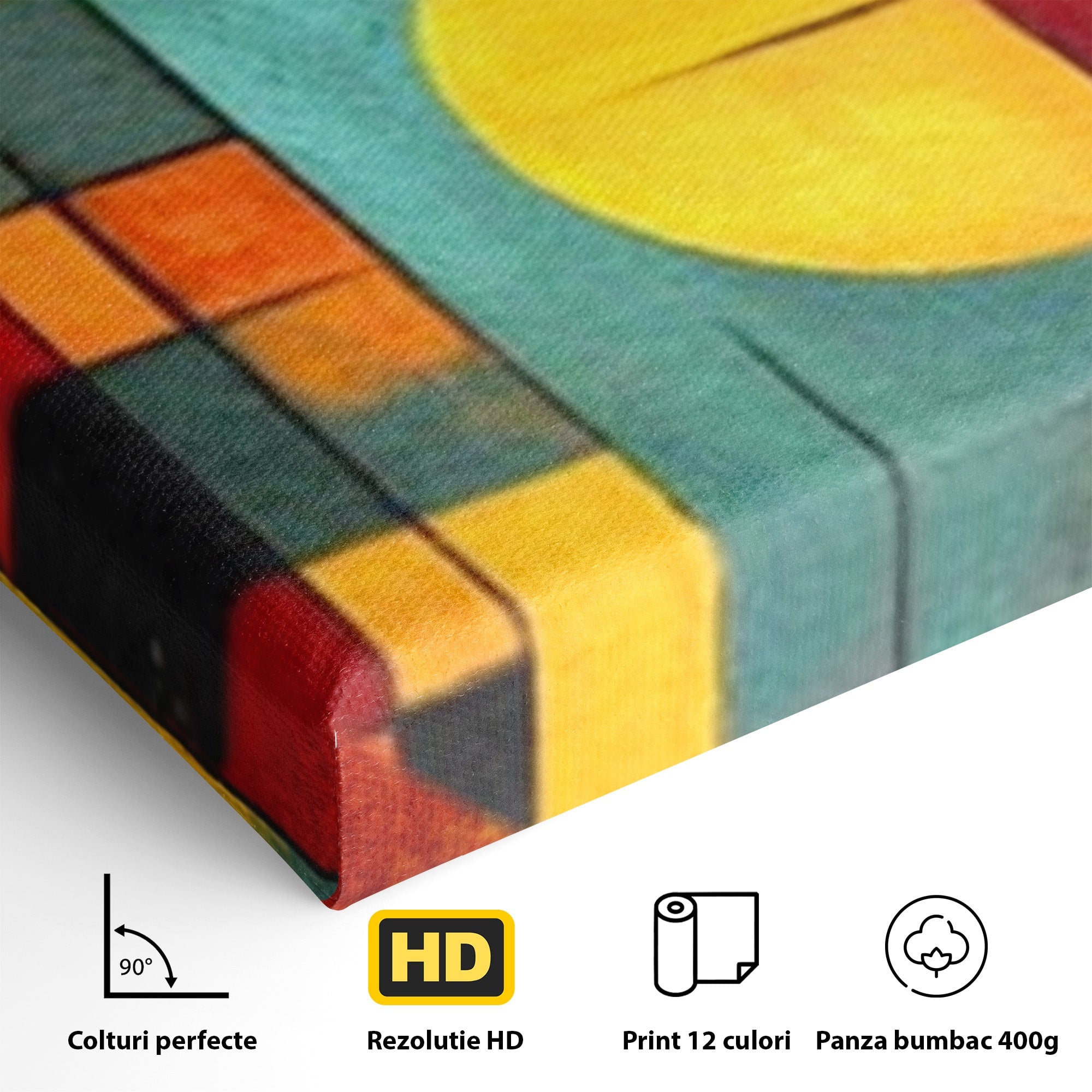 Set 3 Tablouri Canvas Premium LuxCanva® J3-1027, Orasul Culorilor, Metropola, Urbana, Solar, Vise, Falii, Energie, Dinamism, Vibratie, Contraste, Intensitate, Living, Dormitor