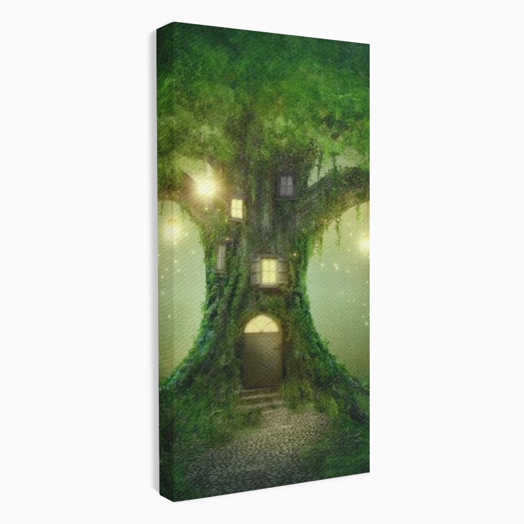 Tablou Canvas Premium, LuxCanva® K1000, Copacul Viselor,  Casuta, Fermecata, Taram, Zane, Verde, Padure, Magie, Vise, Povesti, Fantezie, Spiridusi, Mistic, Camera Copii