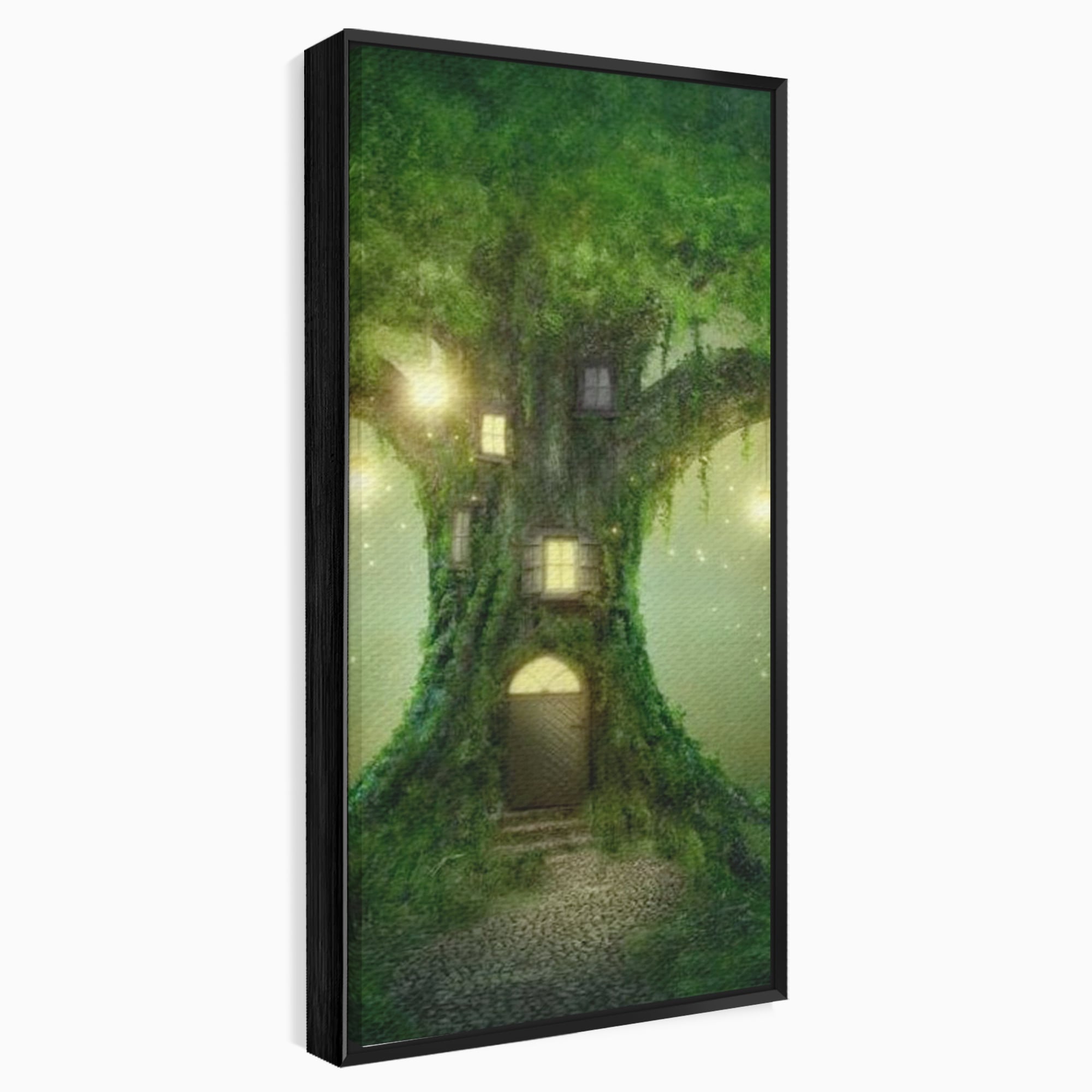 Tablou Canvas Premium, LuxCanva® K1000, Copacul Viselor,  Casuta, Fermecata, Taram, Zane, Verde, Padure, Magie, Vise, Povesti, Fantezie, Spiridusi, Mistic, Camera Copii