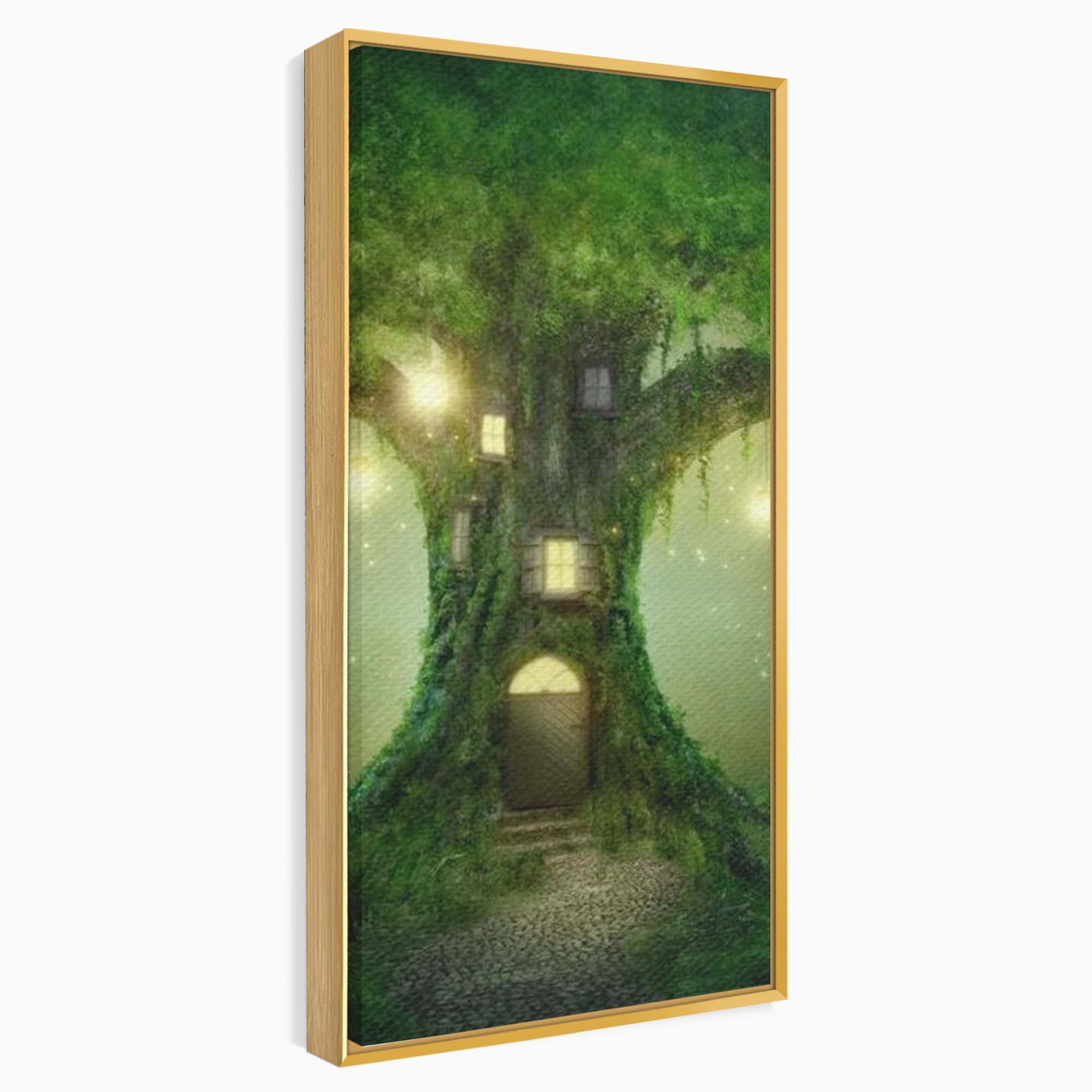 Tablou Canvas Premium, LuxCanva® K1000, Copacul Viselor,  Casuta, Fermecata, Taram, Zane, Verde, Padure, Magie, Vise, Povesti, Fantezie, Spiridusi, Mistic, Camera Copii