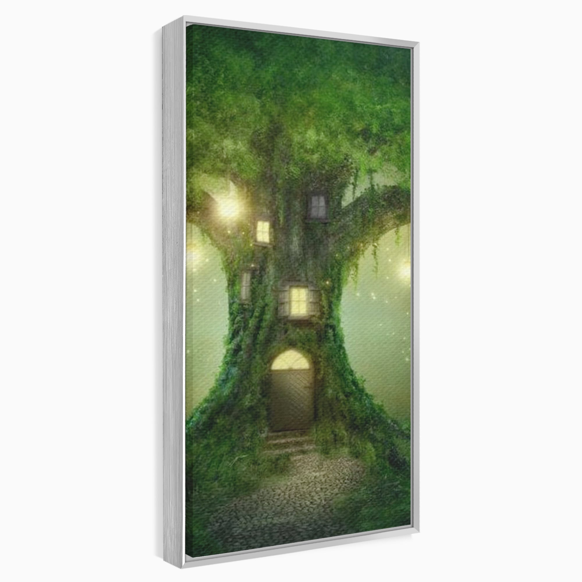 Tablou Canvas Premium, LuxCanva® K1000, Copacul Viselor,  Casuta, Fermecata, Taram, Zane, Verde, Padure, Magie, Vise, Povesti, Fantezie, Spiridusi, Mistic, Camera Copii