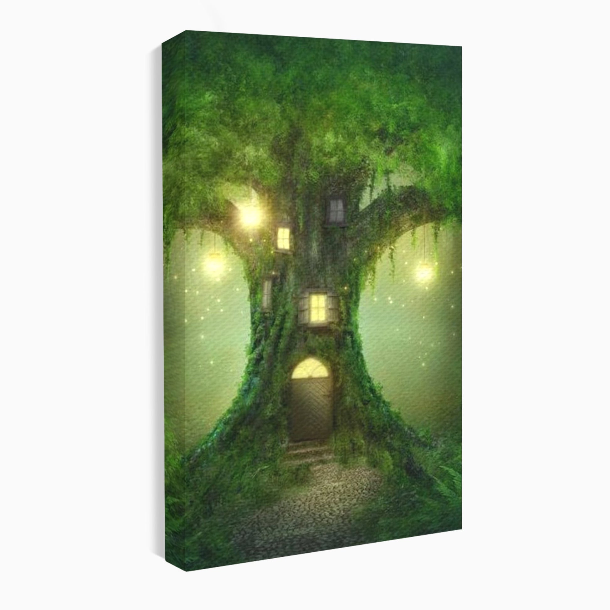 Tablou Canvas Premium, LuxCanva® K1000, Copacul Viselor,  Casuta, Fermecata, Taram, Zane, Verde, Padure, Magie, Vise, Povesti, Fantezie, Spiridusi, Mistic, Camera Copii