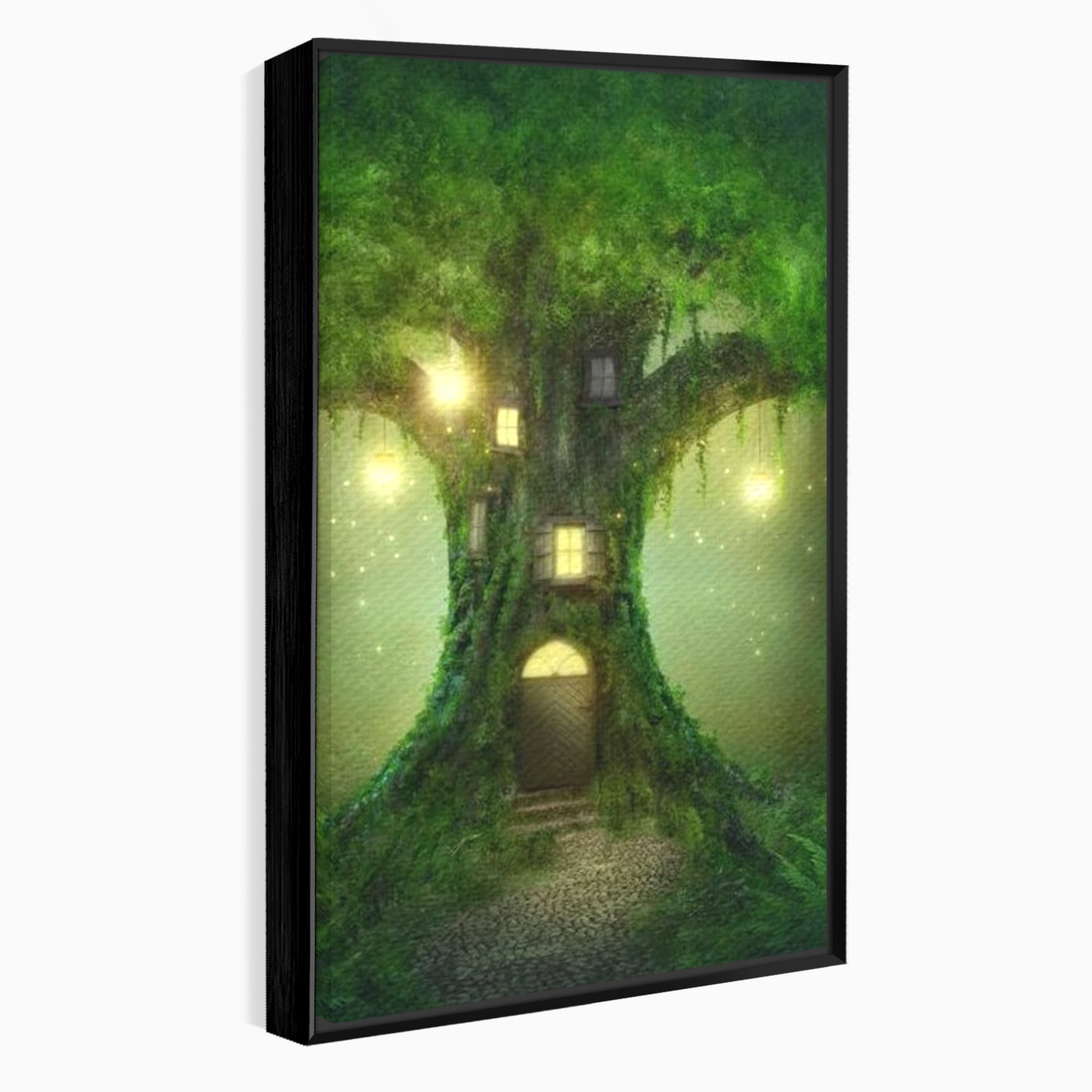 Tablou Canvas Premium, LuxCanva® K1000, Copacul Viselor,  Casuta, Fermecata, Taram, Zane, Verde, Padure, Magie, Vise, Povesti, Fantezie, Spiridusi, Mistic, Camera Copii