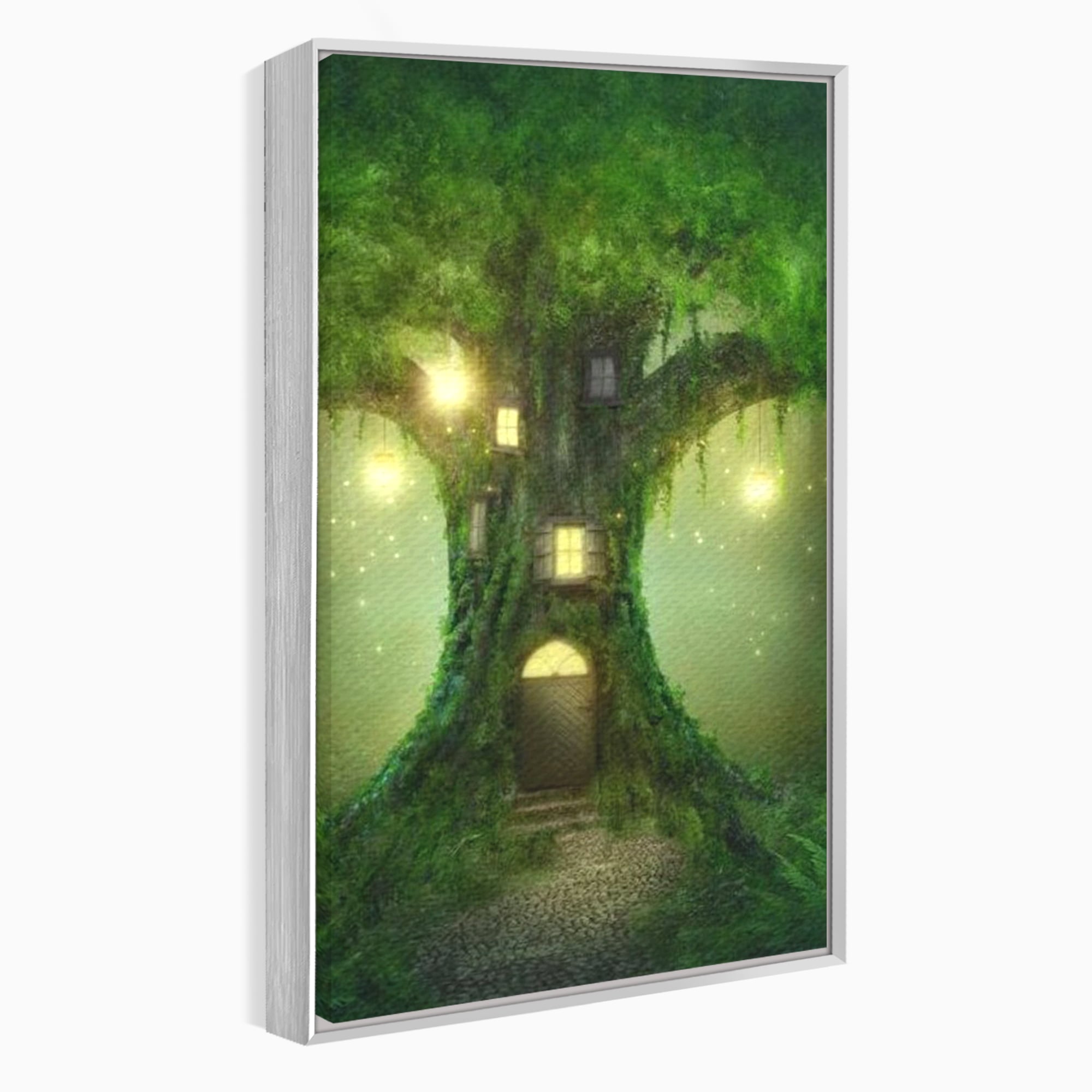 Tablou Canvas Premium, LuxCanva® K1000, Copacul Viselor,  Casuta, Fermecata, Taram, Zane, Verde, Padure, Magie, Vise, Povesti, Fantezie, Spiridusi, Mistic, Camera Copii