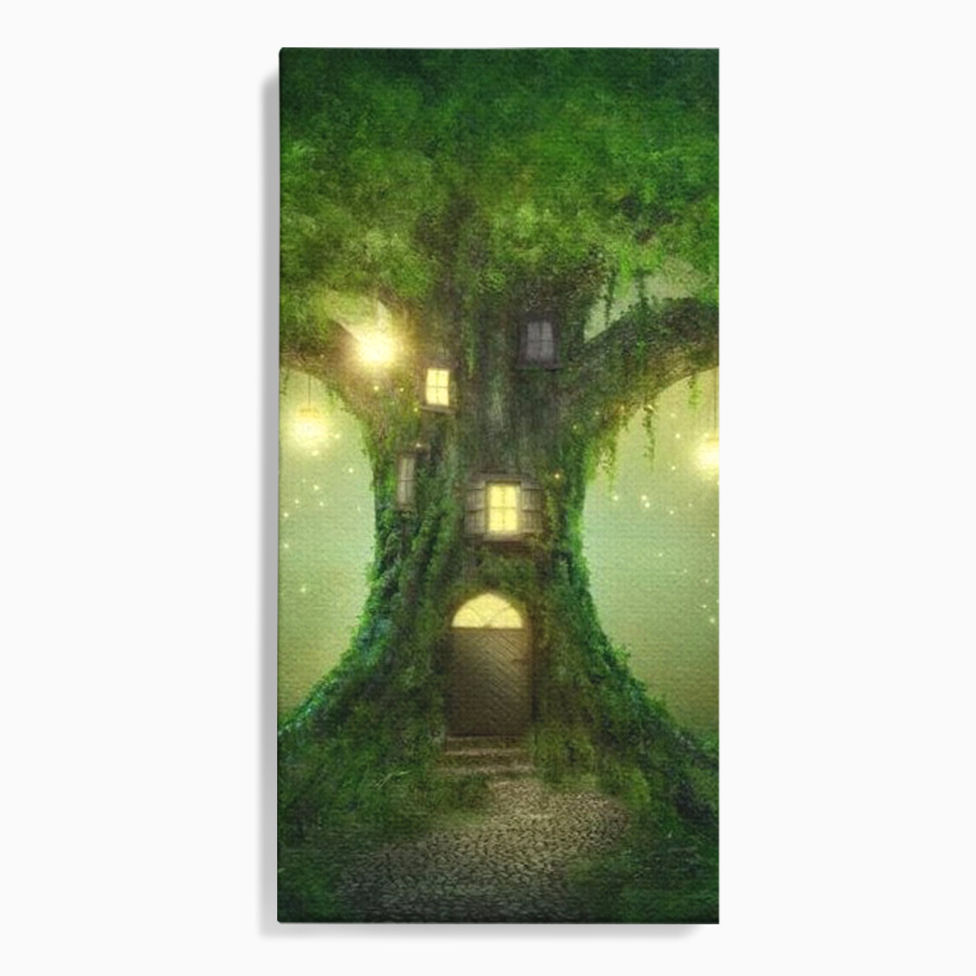 Tablou Canvas Premium, LuxCanva® K1000, Copacul Viselor,  Casuta, Fermecata, Taram, Zane, Verde, Padure, Magie, Vise, Povesti, Fantezie, Spiridusi, Mistic, Camera Copii