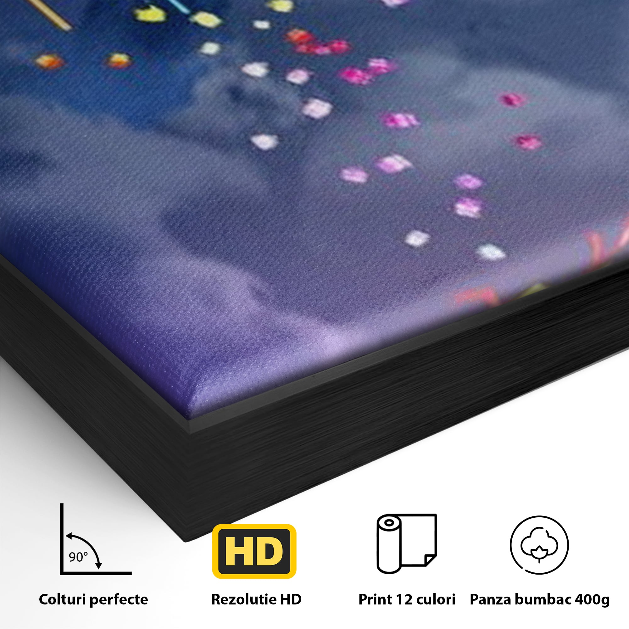 Tablou Canvas Premium, LuxCanva® K1001, Luna Care Daruieste, Curcubeu, Cer, Magie, Cutie, Copil, Ploaie, Stele, Noapte, Daruire, Stelar, Vis, Imaginatie, Camera Copii
