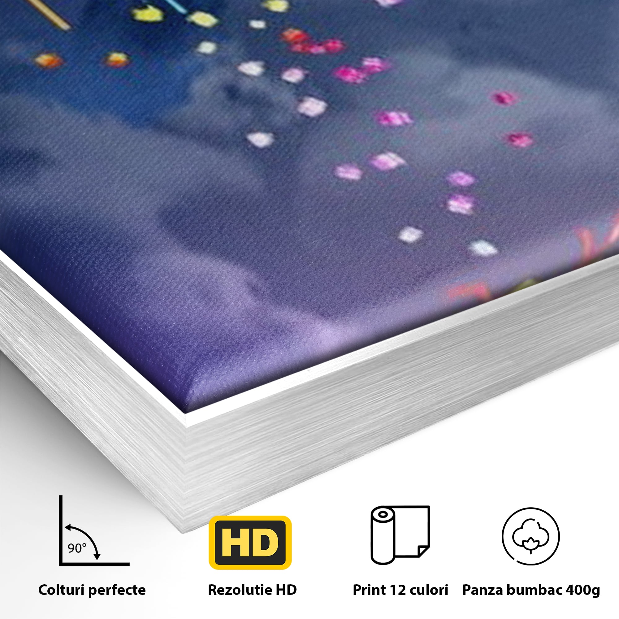 Tablou Canvas Premium, LuxCanva® K1001, Luna Care Daruieste, Curcubeu, Cer, Magie, Cutie, Copil, Ploaie, Stele, Noapte, Daruire, Stelar, Vis, Imaginatie, Camera Copii