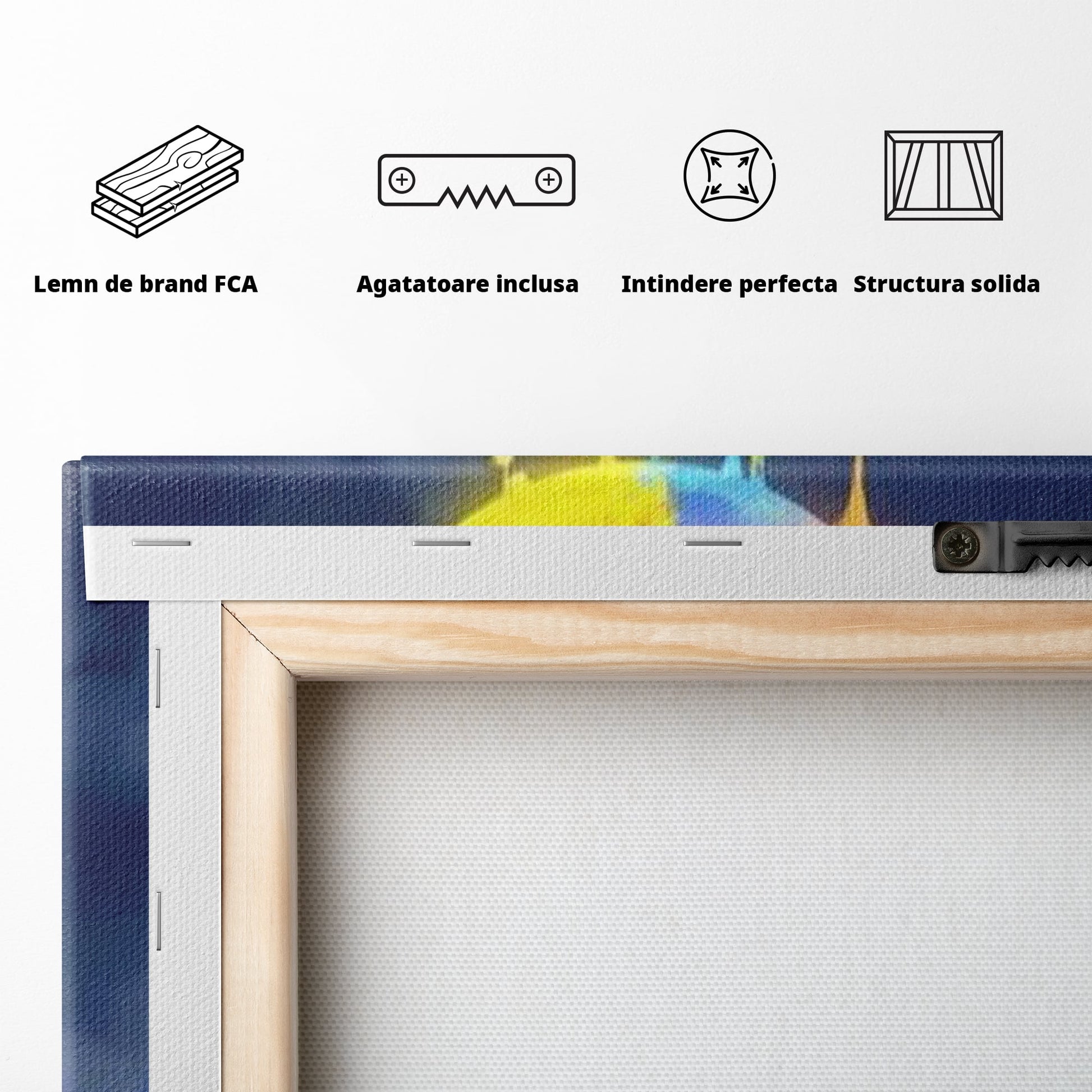 Tablou Canvas Premium, LuxCanva® K1001, Luna Care Daruieste, Curcubeu, Cer, Magie, Cutie, Copil, Ploaie, Stele, Noapte, Daruire, Stelar, Vis, Imaginatie, Camera Copii